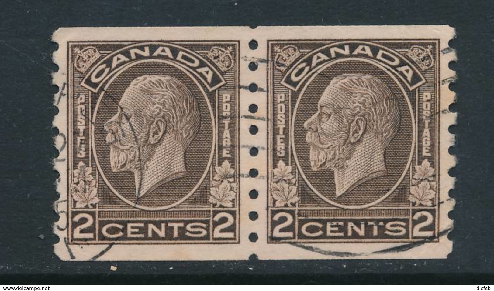 CANADA, 1932 2c Pair Coil Stamps P Imperf X 8 FINE CENTERED , Fine - Gebruikt