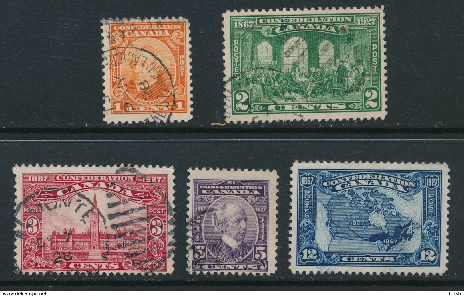 CANADA, 1927 Confederation Set (5 Stamps) , Fine, Cat £20 - Gebruikt