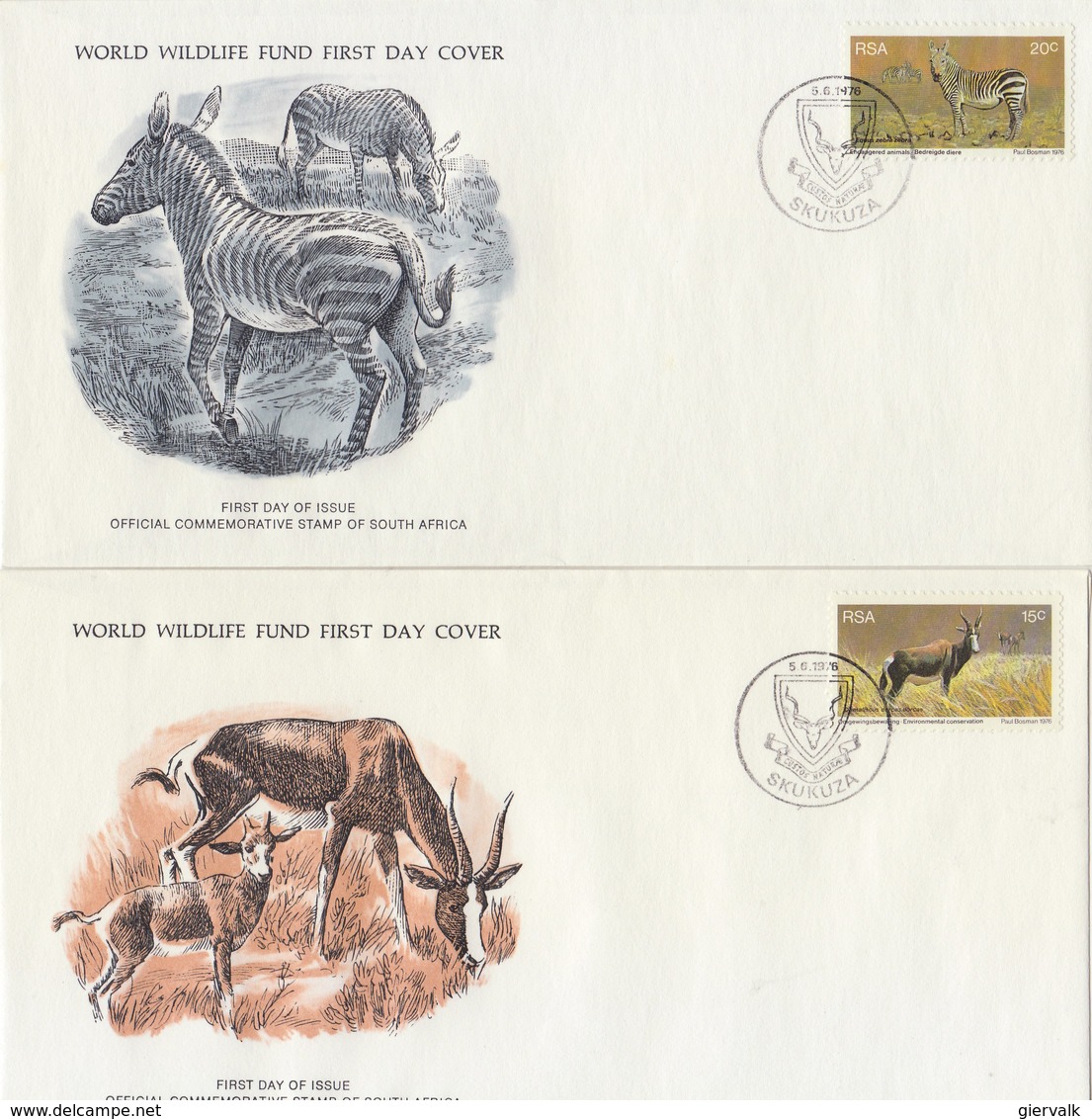 SOUTH AFRICA 1976 FDC (4) WWF With Mammals. - FDC