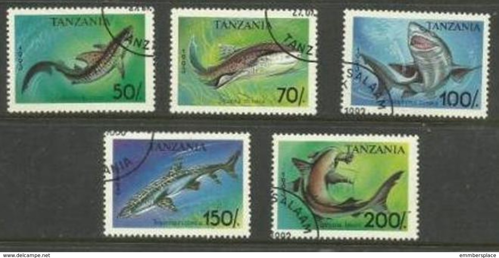 Tanzania - 1993 Sharks  CTO    SG 1666-70  Sc 1138-42 - Tanzania (1964-...)