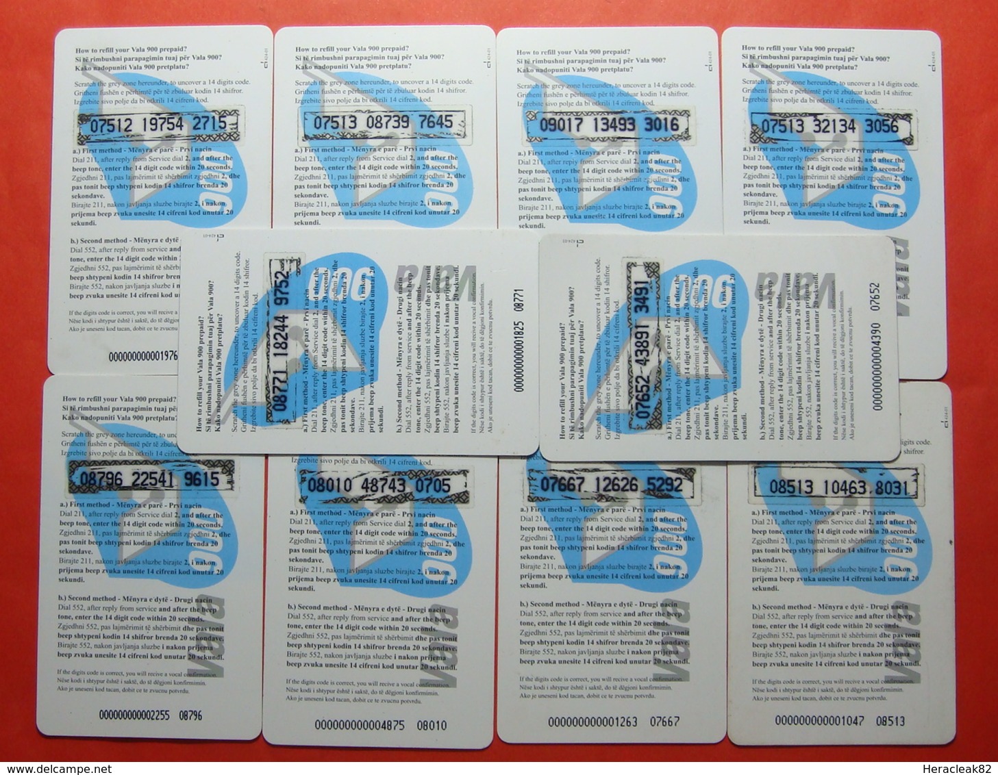 Series 07,08,09 Kosovo Lot Of 10 Prepaid CARD 10 EURO Used Operator VALA900 (Alcatel) *BIG EGG And 2 GIRLS* Big Numbers - Kosovo