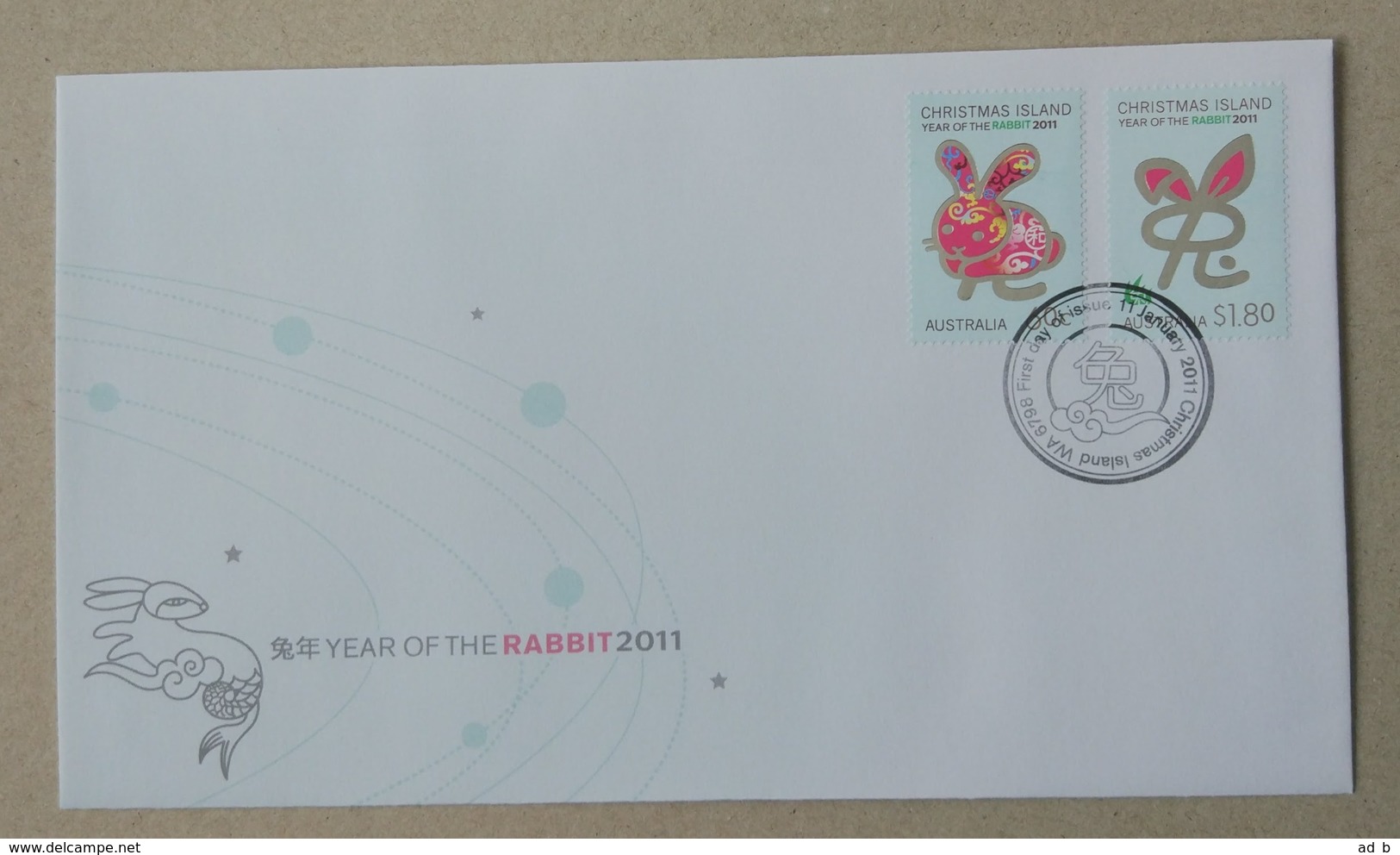 Christmas Island (Australia) 2011. Year Of The Rabbit. Set Of 3 FDCs (stamp Set, Miniature Sheet, Sheetlet) - Anno Nuovo Cinese