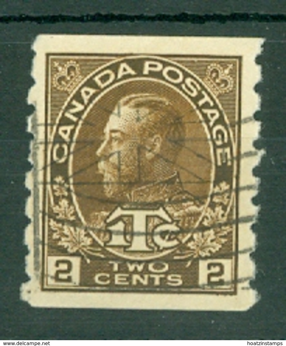 Canada: 1916   KGV '1Tc' - Coil SG243    2c + 1c Deep Brown  [Imperf X Perf 8] [Die II] Used - Used Stamps