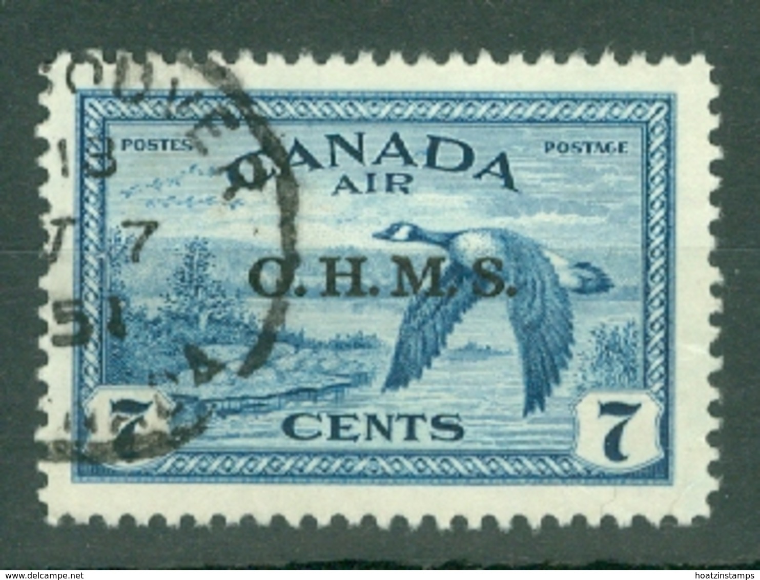 Canada: 1949   Official - Pictorial 'O.H.M.S.' OVPT   SG O171    7c    Used - Overprinted