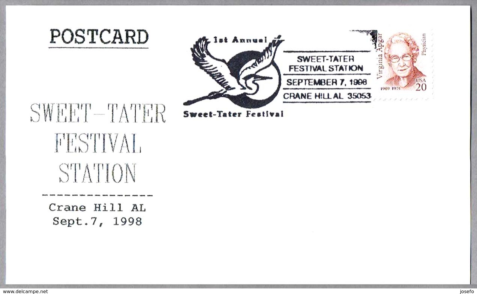 Sweet-Tater Festival - GRULLA - CRANE. Crane Hill AL 1998 - Grues Et Gruiformes