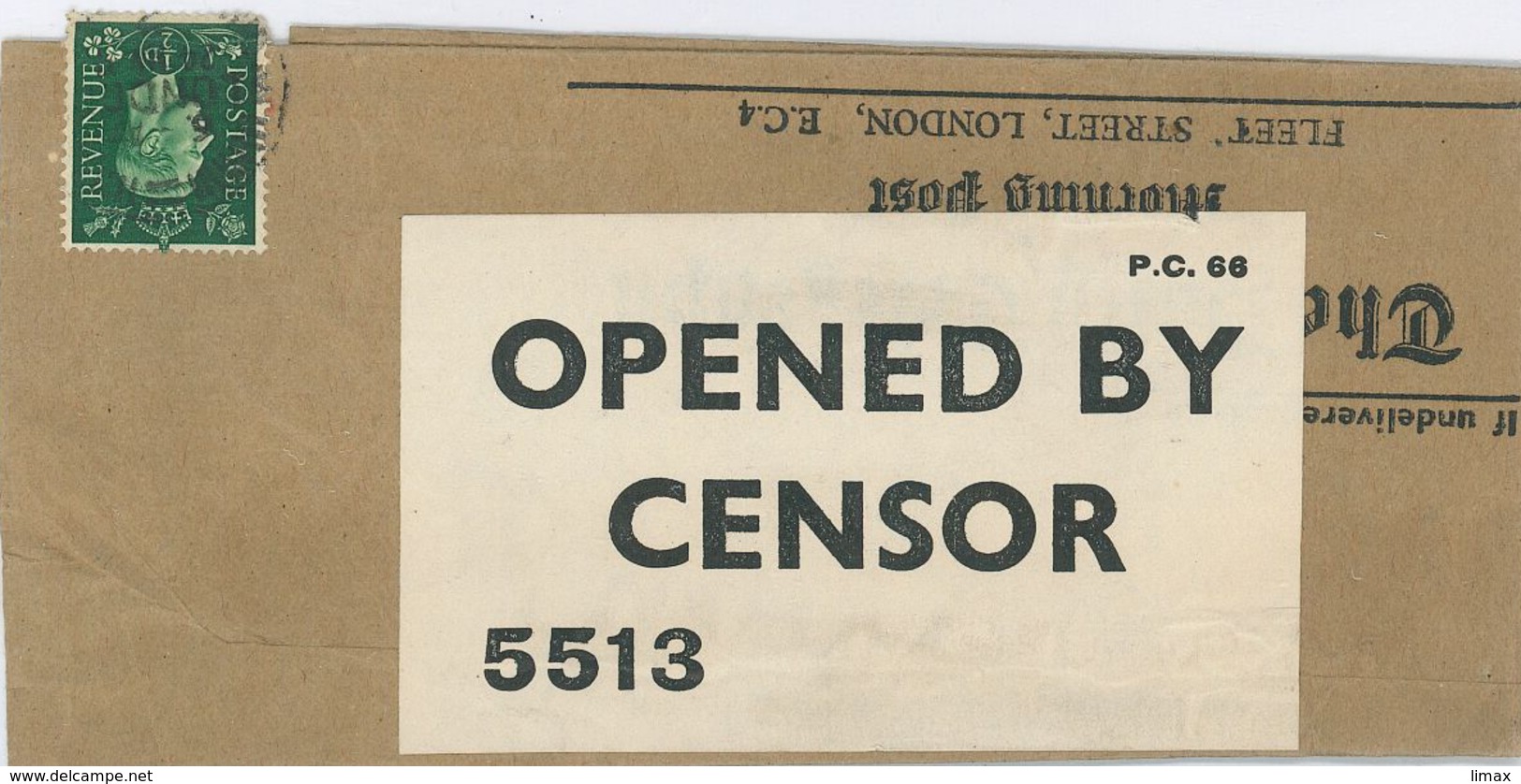 Zeitungsschleife Opened B Censor Zeitungsschleife Censor 5513 - Permit B50 [Switzerland] - Covers & Documents