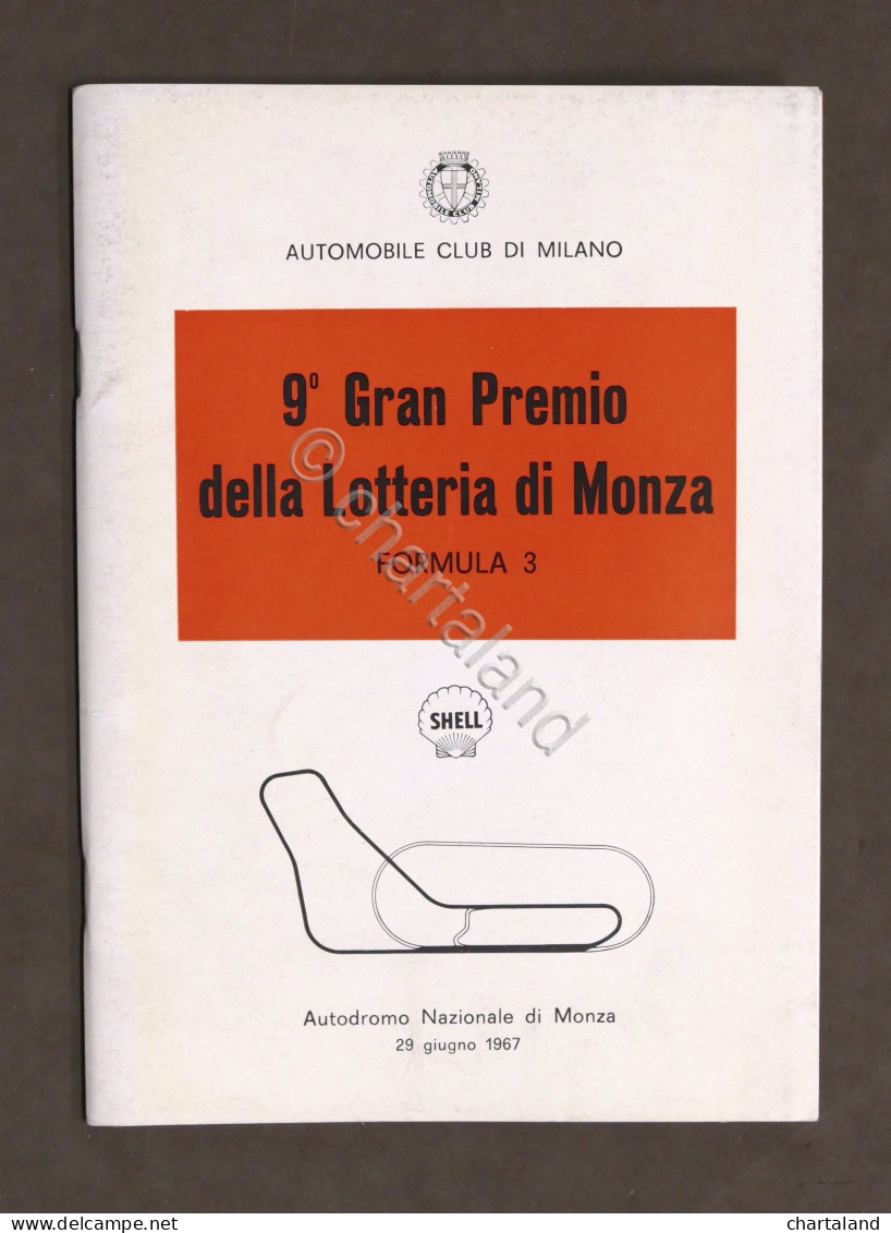 Sport - 9° Gran Premio Lotteria Autodromo Monza - Formula 3 - 1967 - Regolamento - Altri & Non Classificati