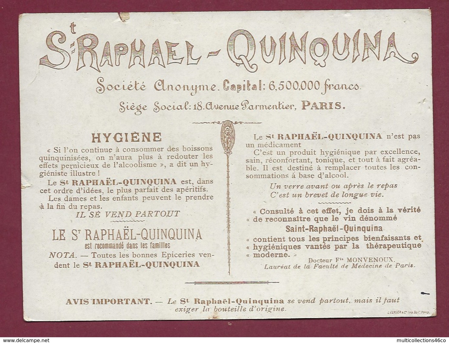 160719 - CHROMO Grand Format Alcool ST RAPHAEL QUINQUINA 1898 1ère Série BISCUITS OLIBET - Other & Unclassified