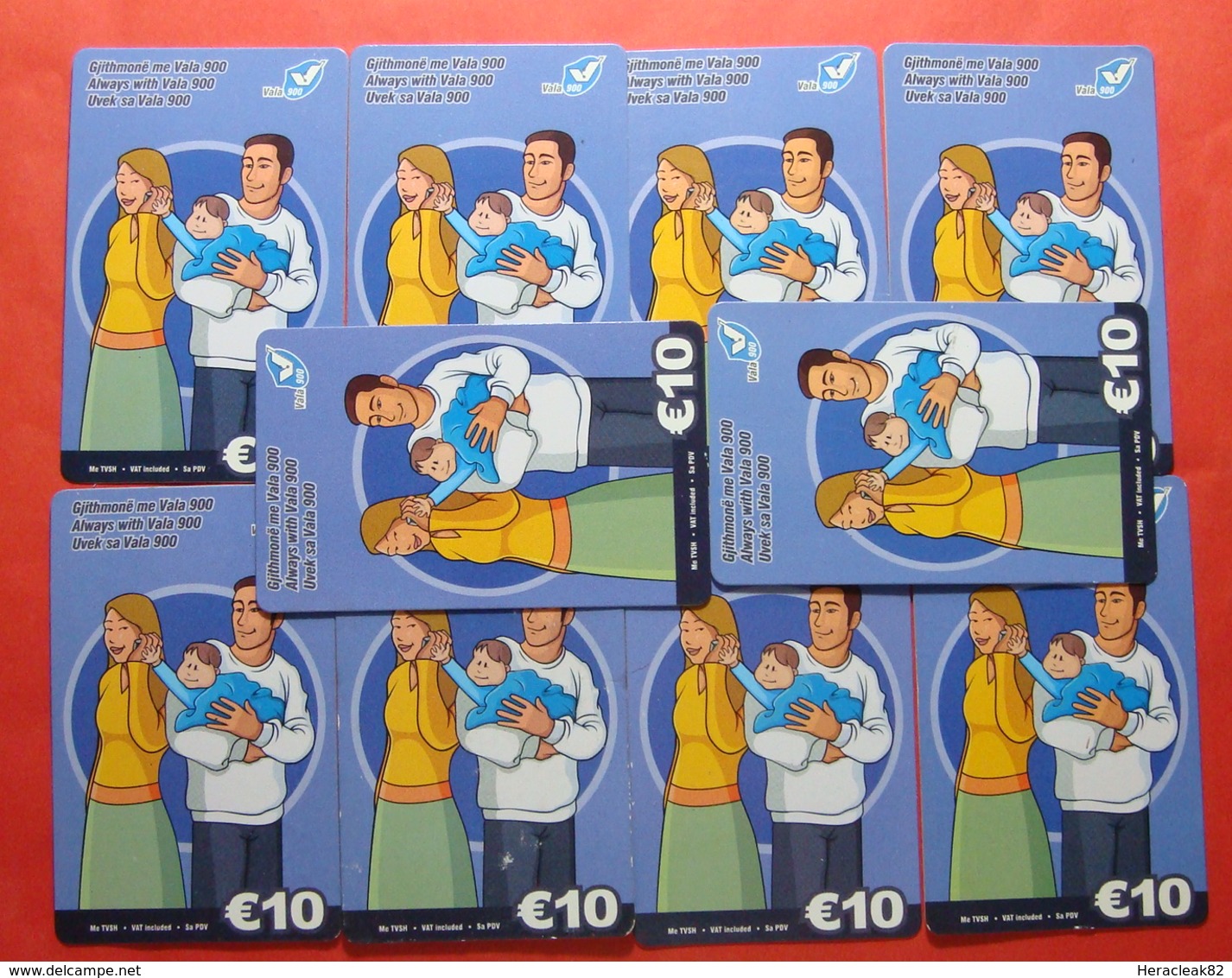 Series 5, Kosovo Lot Of 10 Prepaid CARD 10 EURO Used Operator VALA900 (Alcatel) *Family Mobiling* - Kosovo