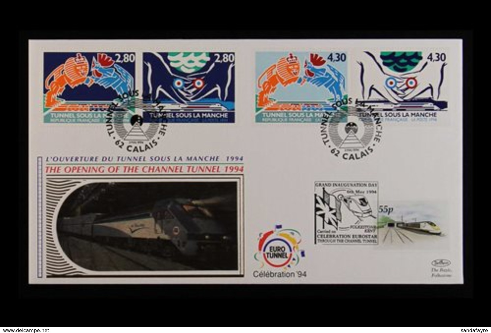CHANNEL TUNNEL 1994 English And French Limited Edition Benhams FDC's, Both Presentation Packs, Rail Letter Stamps Presen - Sin Clasificación