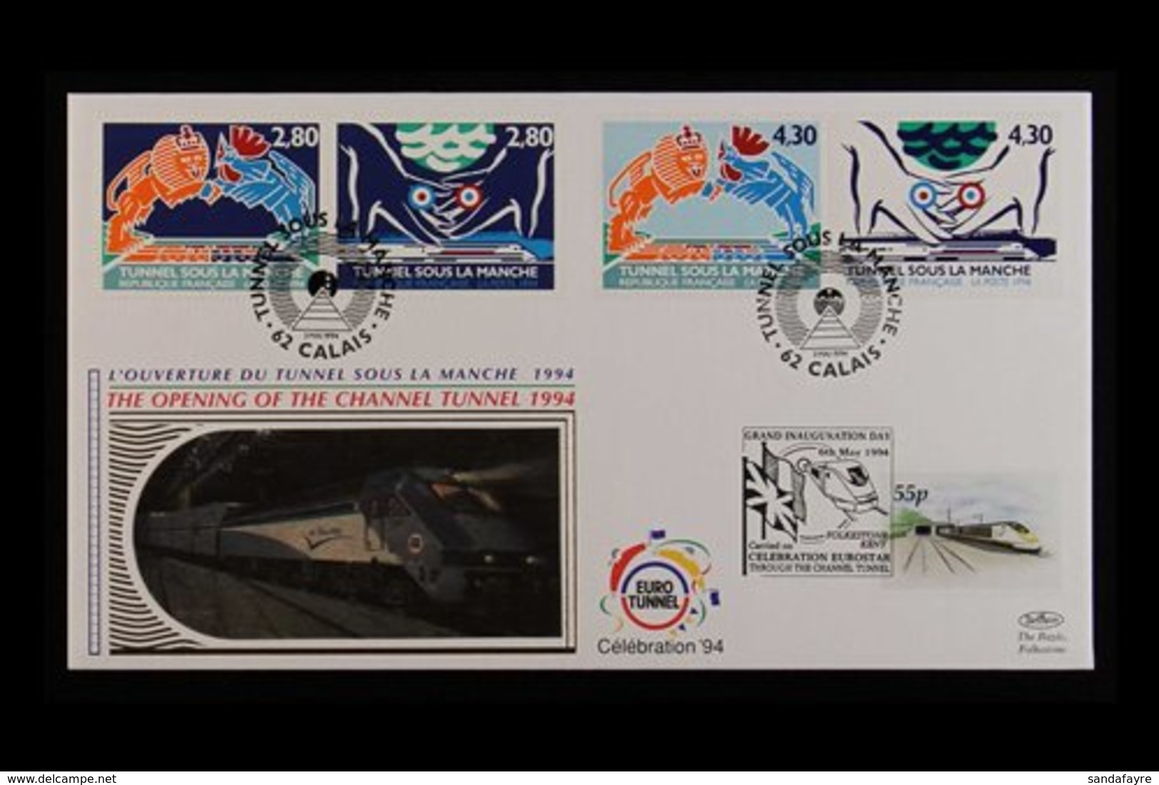 CHANNEL TUNNEL 1994 English And French Limited Edition Benhams FDC's, Both Presentation Packs, Rail Letter Stamps Presen - Unclassified