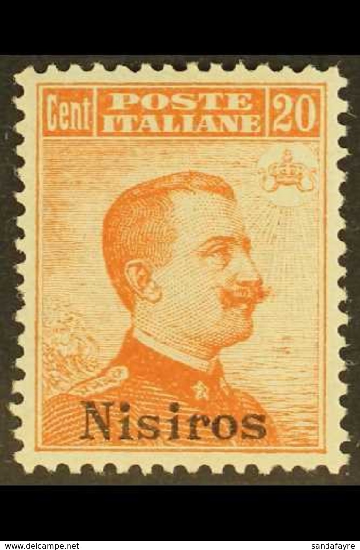NISIROS 1917 20c Orange, No Watermark, Sassone 9, Mi 11VII, Never Hinged Mint, Good Centring. For More Images, Please Vi - Egeo