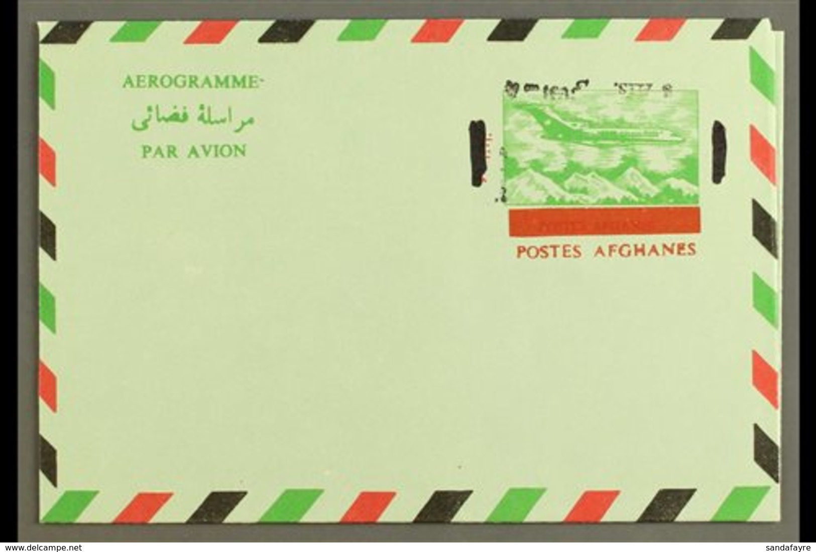 AEROGRAMME 1972 8a On 14a Green, Red & Black, Type II With Black SURCHARGE INVERTED Variety, Very Fine Unused. For More  - Afganistán