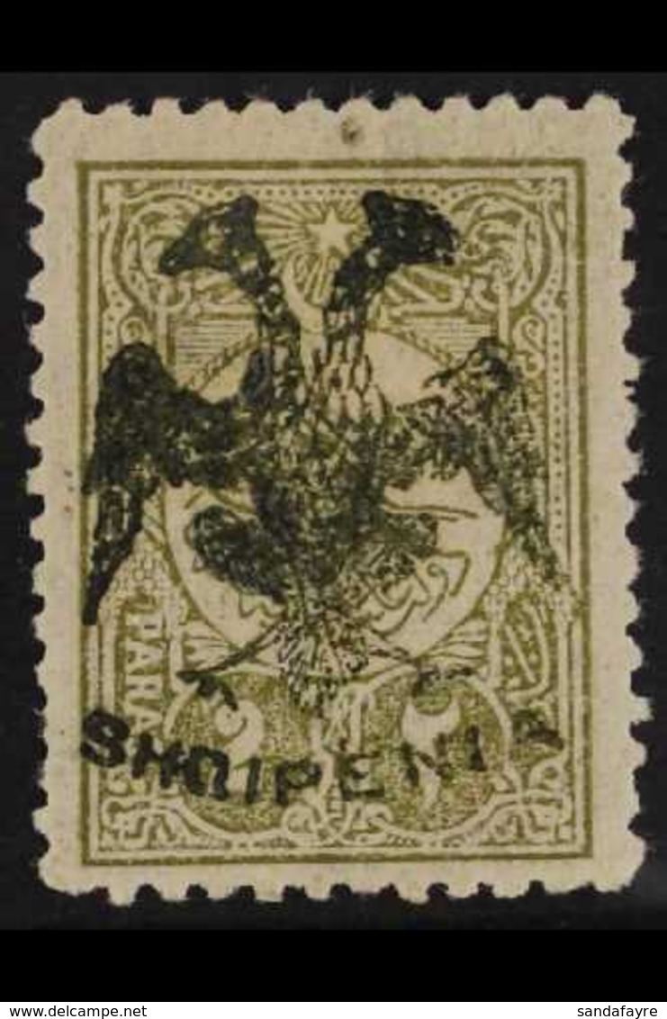 1913 2pa Olive Green Overprinted "Eagle" In Black, SG 3 (Mi 3), Fresh Mint, A Couple Of Shortish Perfs At Left. Cat £425 - Albania
