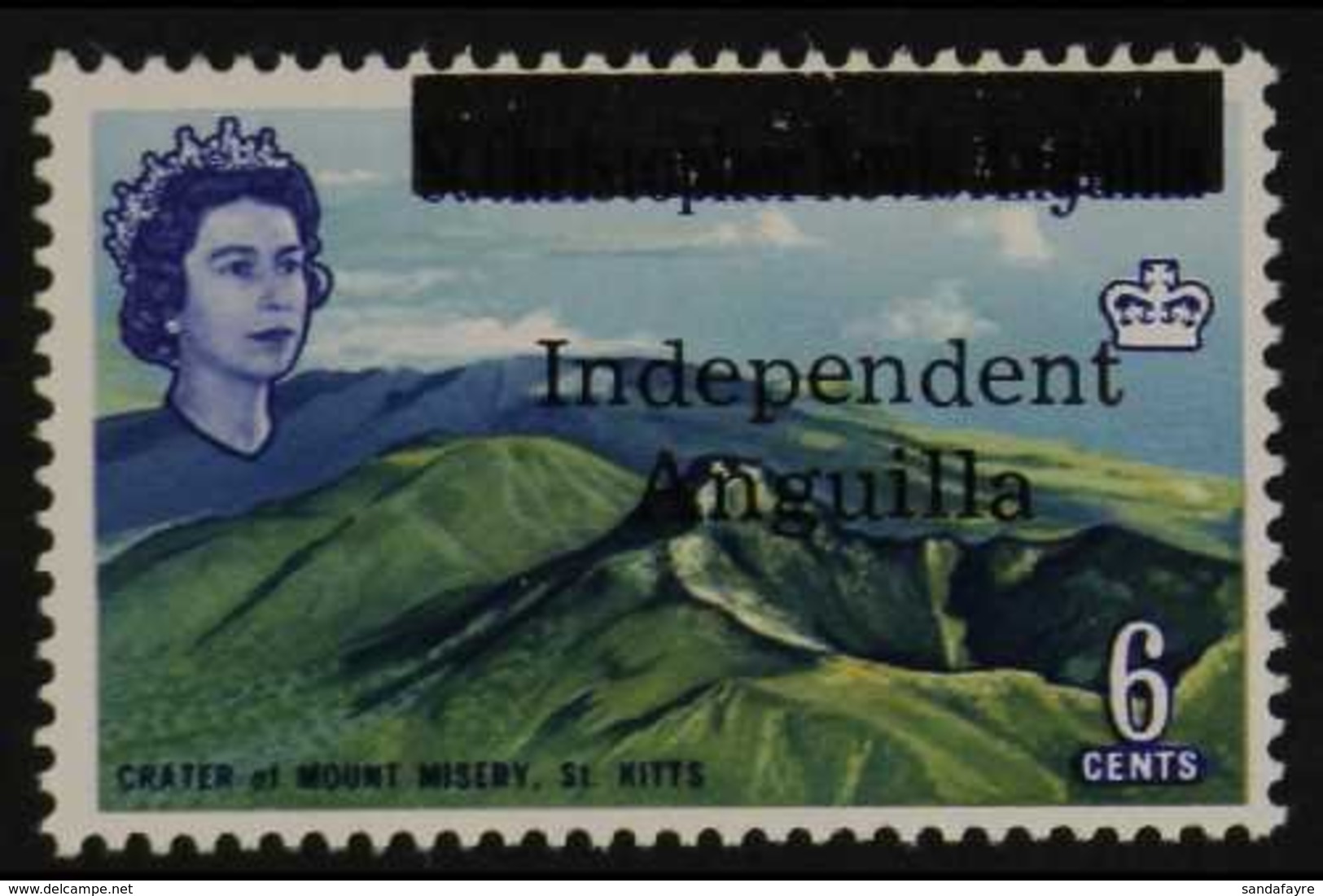 1967 6c Crater, Mt Misery Opt'd "Independent Anguilla" SG 7, Never Hinged Mint. For More Images, Please Visit Http://www - Anguilla (1968-...)