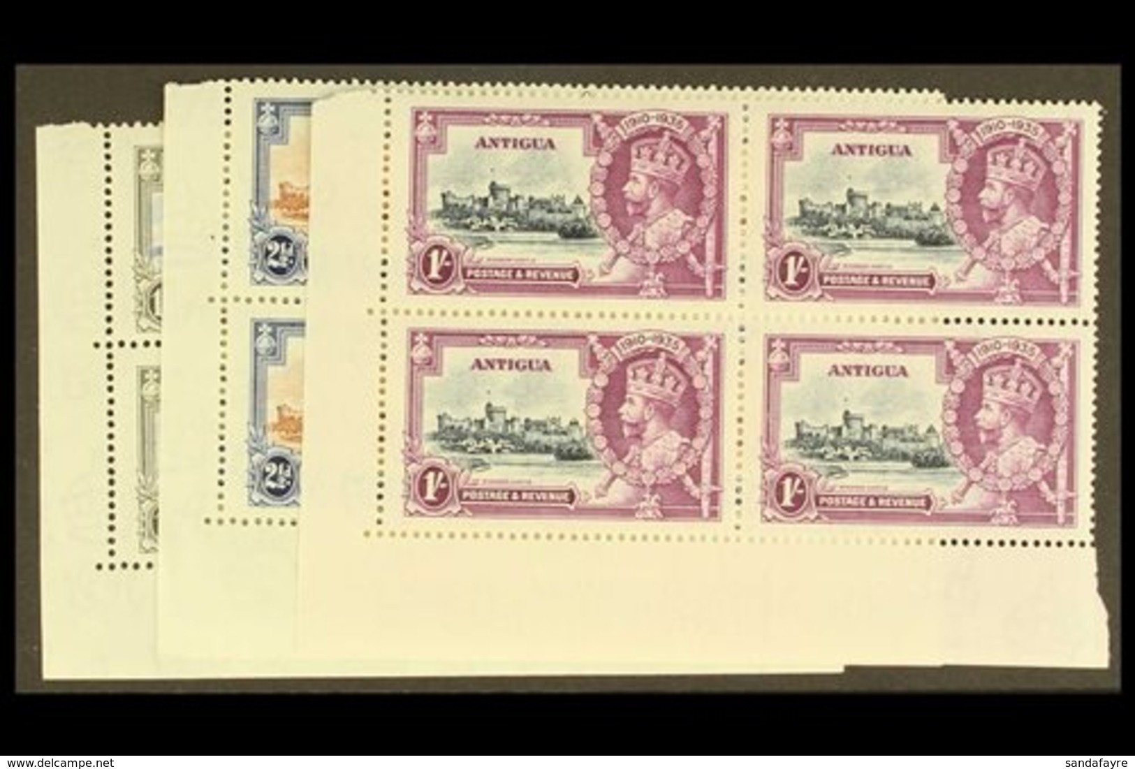 1935 Silver Jubilee 1½d, 2½d, 1s., SG  91, 92, 94, In Mint Corner Blocks Of 4 (2 Og, 2nh) (12 Stamps) For More Images, P - Otros & Sin Clasificación