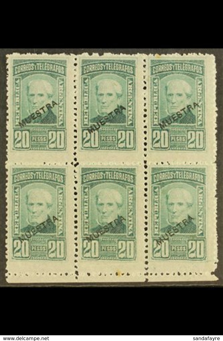 1891 20p Green Admiral Brown, Sc 88, Superb Marginal Mint Block Overprinted "Muestra" (specimen) In Black (6 Stamps) For - Otros & Sin Clasificación