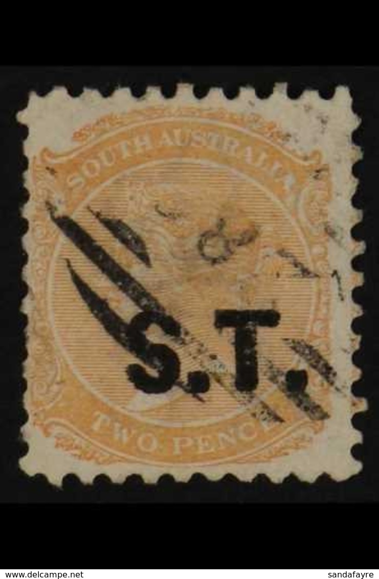 SOUTH AUSTRALIA DEPARTMENTAL 1870 2d Orange- Red P.10 Opt'd "S.T." (Superintendent Of Telegraphs) Used. For More Images, - Autres & Non Classés
