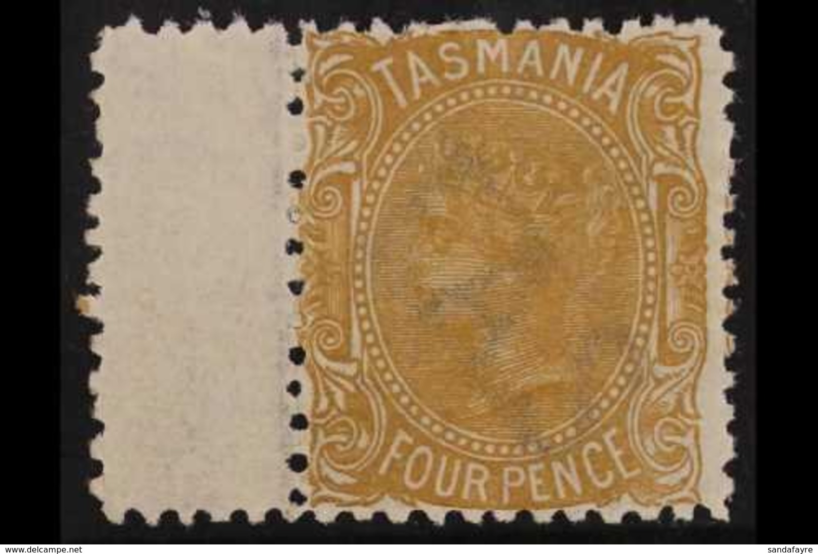 TASMANIA 1871-78 4d Buff Perf 12, SG 153, Very Fine Never Hinged Mint. Superb With Sheet Margin At Left. For More Images - Other & Unclassified