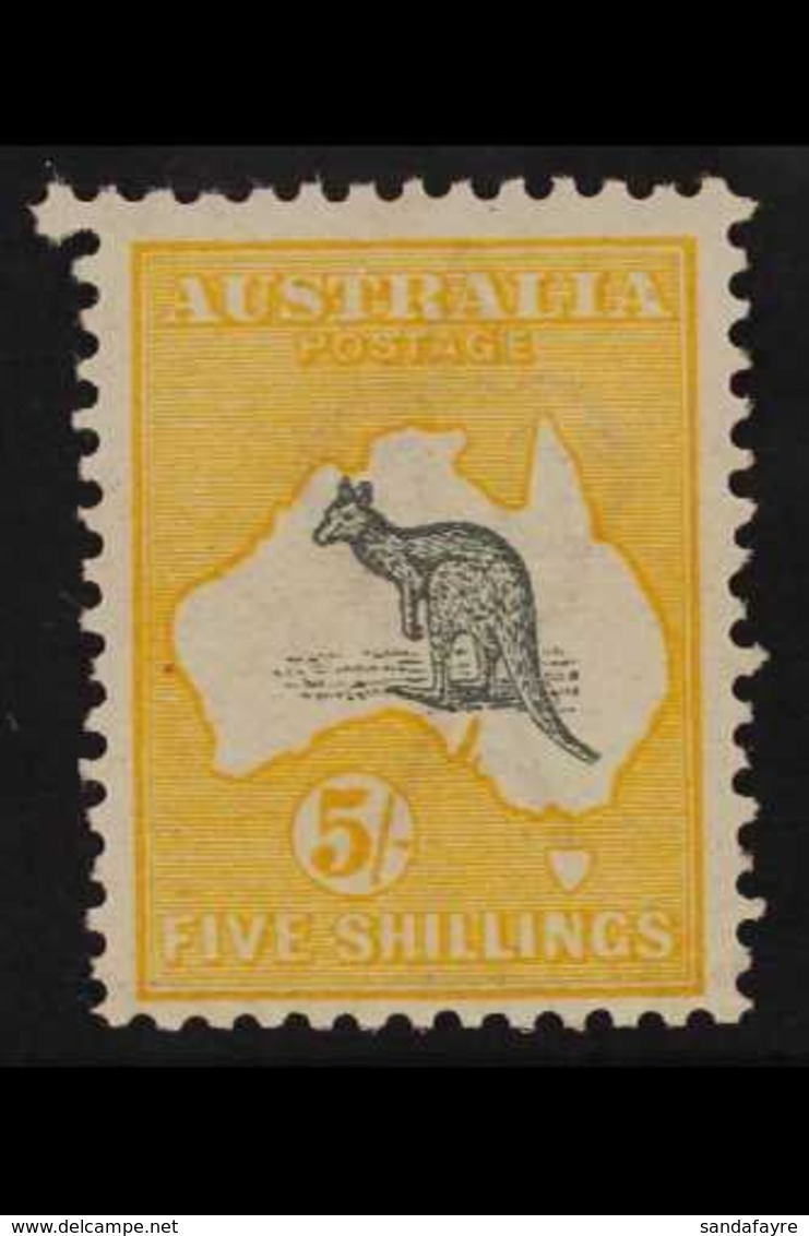 1913 5s Grey And Yellow, Kangaroo, SG 13, Very Fine And Fresh Mint. For More Images, Please Visit Http://www.sandafayre. - Autres & Non Classés
