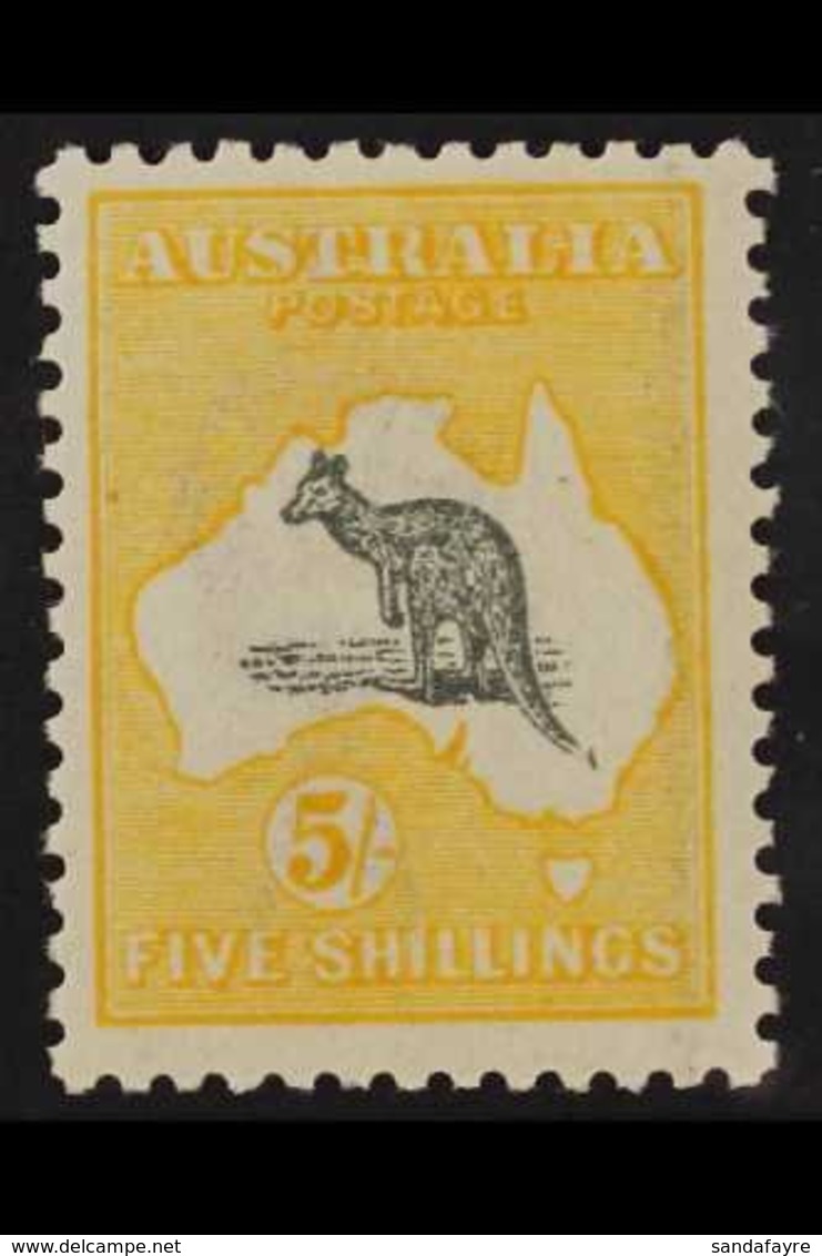 1915 5s Grey And Deep Yellow, Wmk Narrow Crown, Kangaroo, SG 42b, Very Fine Mint. For More Images, Please Visit Http://w - Andere & Zonder Classificatie