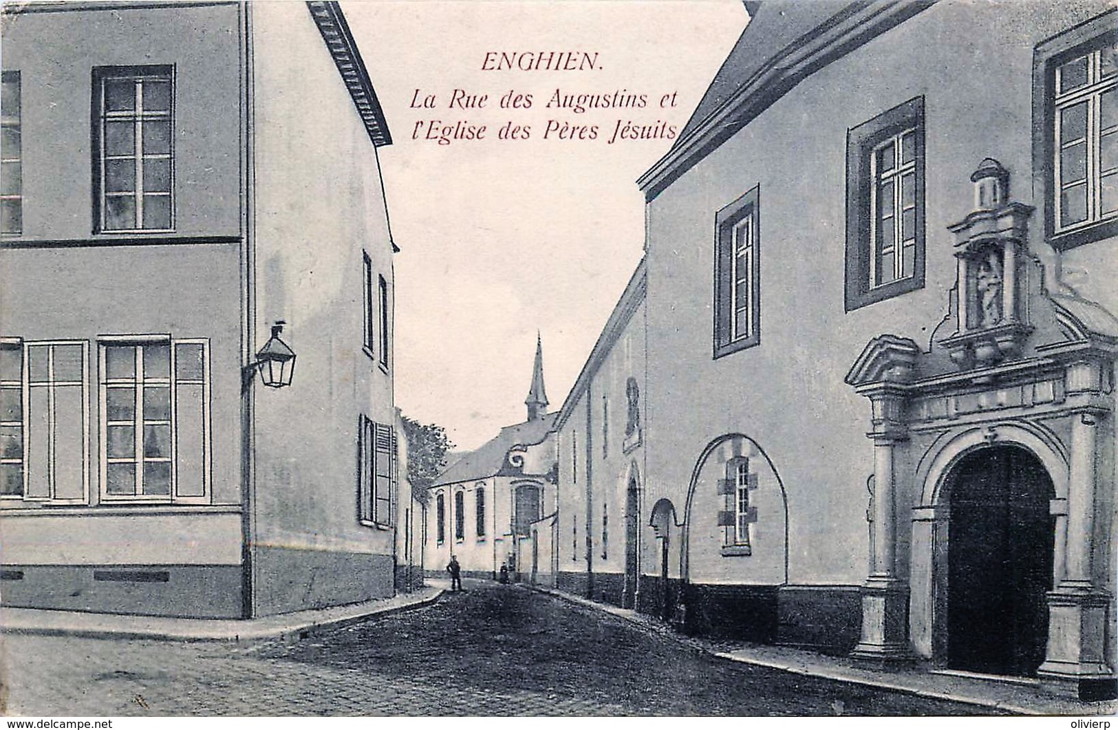 Enghien - Edit. Van Den Heuvel - La Rue Des Augustins Et L' Eglise Des Pères Jésuites - Enghien - Edingen