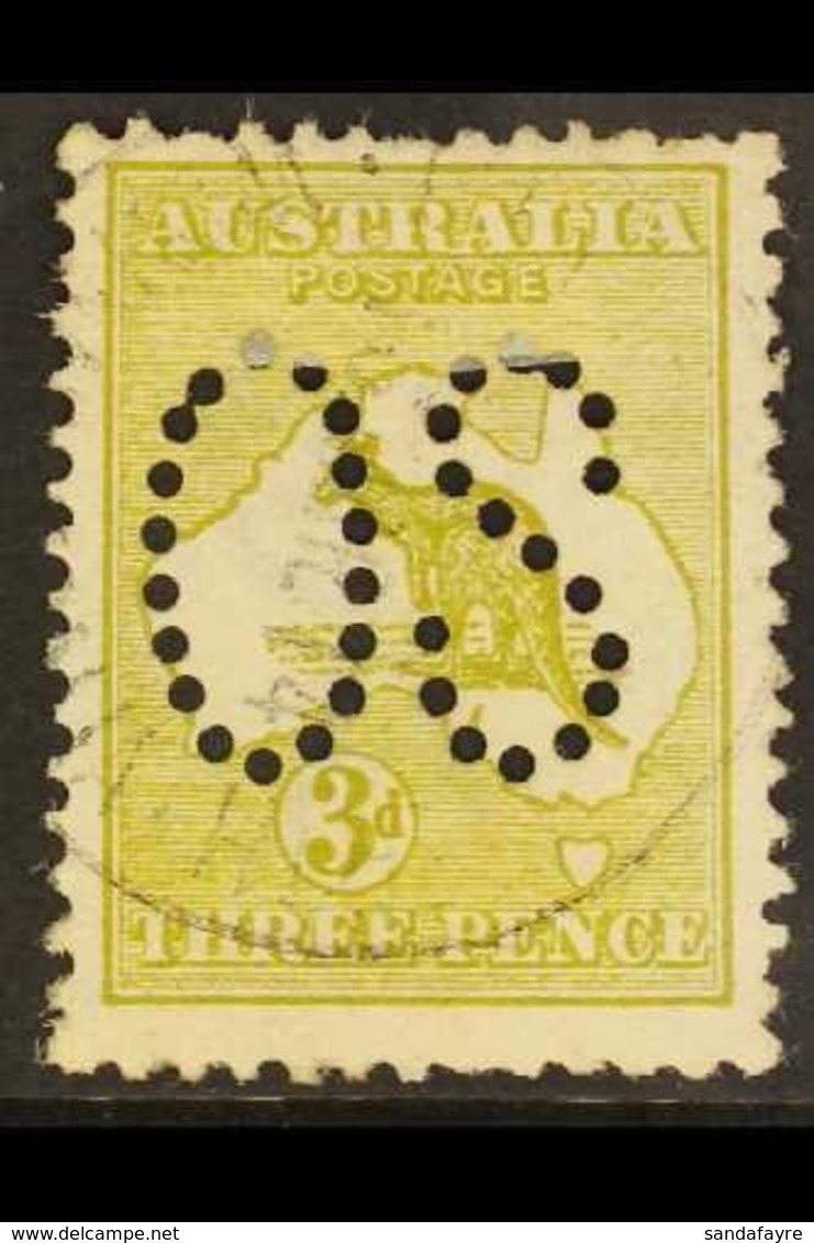 OFFICIAL 1913 3d Olive Roo Die II Punctured 'OS', SG O5e, Fine Cds Used, Some Shortish Perfs, Fresh. For More Images, Pl - Otros & Sin Clasificación