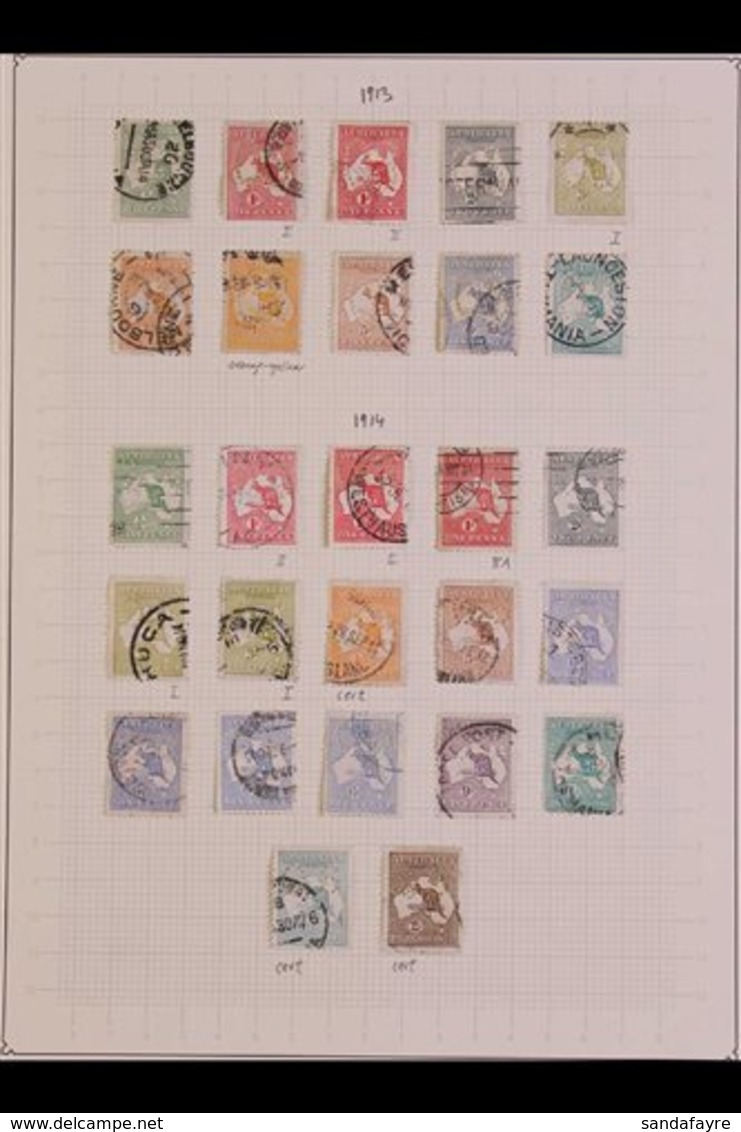 OFFICIALS 1913-1930 ATTRACTIVE USED COLLECTION On Leaves With Shades, Dies, Watermark Varieties, Plate Flaws Five Stamps - Altri & Non Classificati