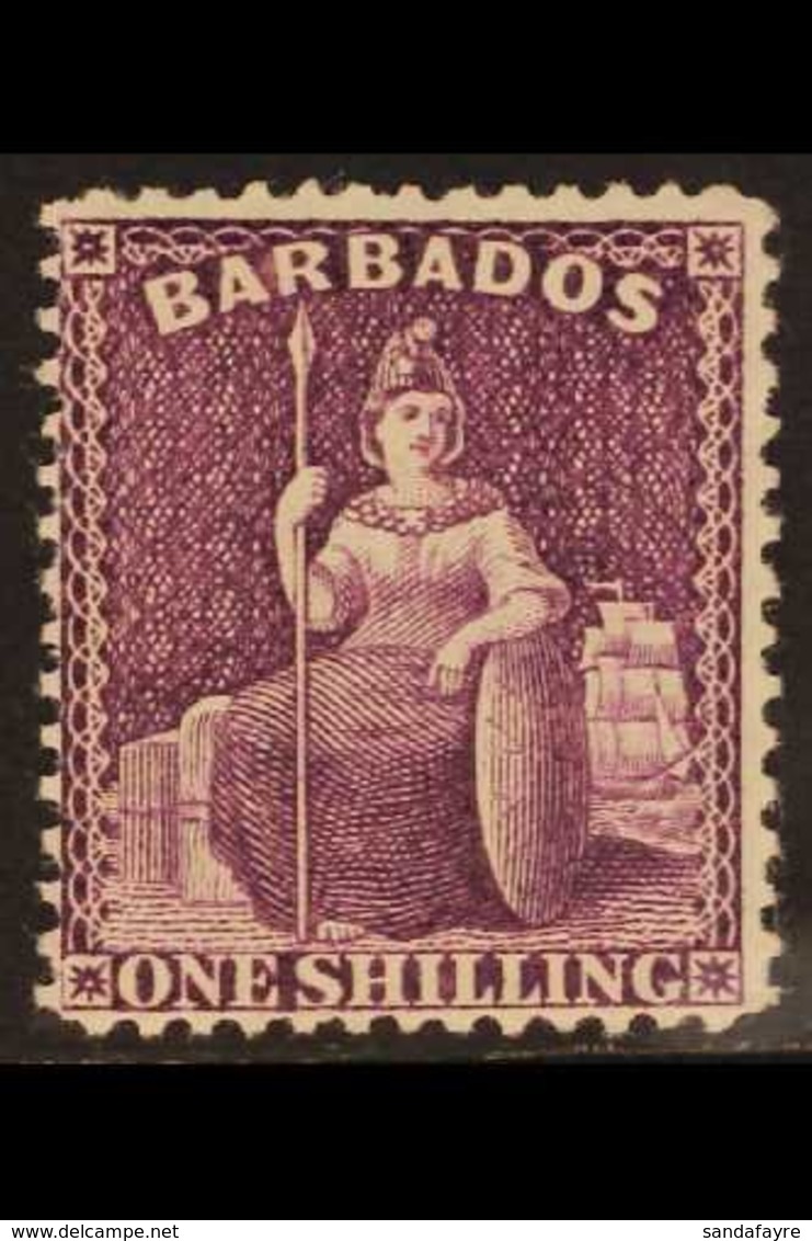 1875-81 1s Purple Britannia, Watermark To Right, SG 81w, Fine Mint. For More Images, Please Visit Http://www.sandafayre. - Barbados (...-1966)