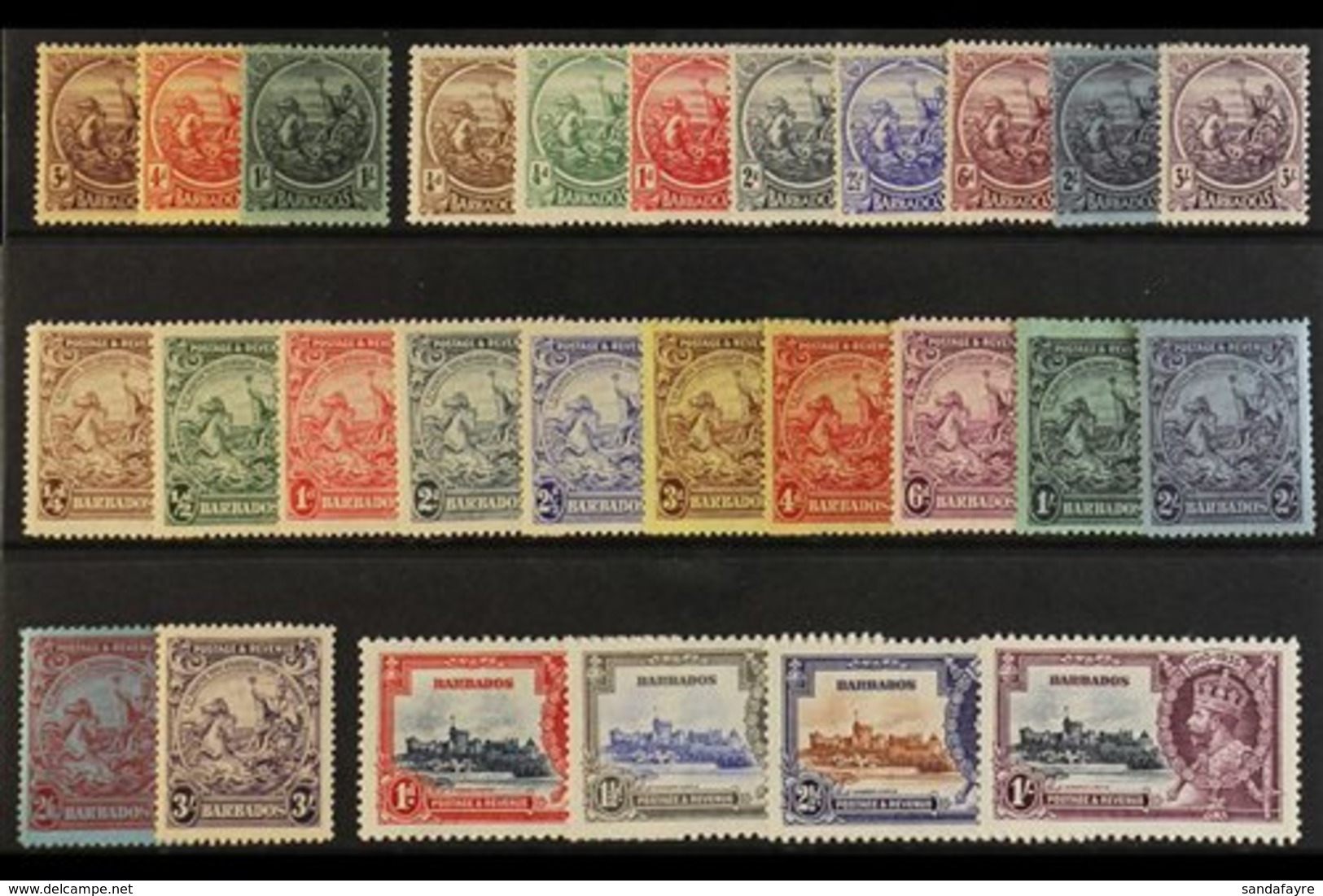 1921-35 KGV MINT SELECTION Presented On A Stock Card That Includes 1921-24 All Values, 1925-35 Set (less 1½d) & 1935 Jub - Barbados (...-1966)