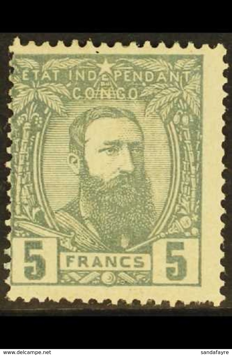 CONGO 1887-94 5f Grey, COB 12, Fine Mint, Centred To Upper Left. For More Images, Please Visit Http://www.sandafayre.com - Autres & Non Classés