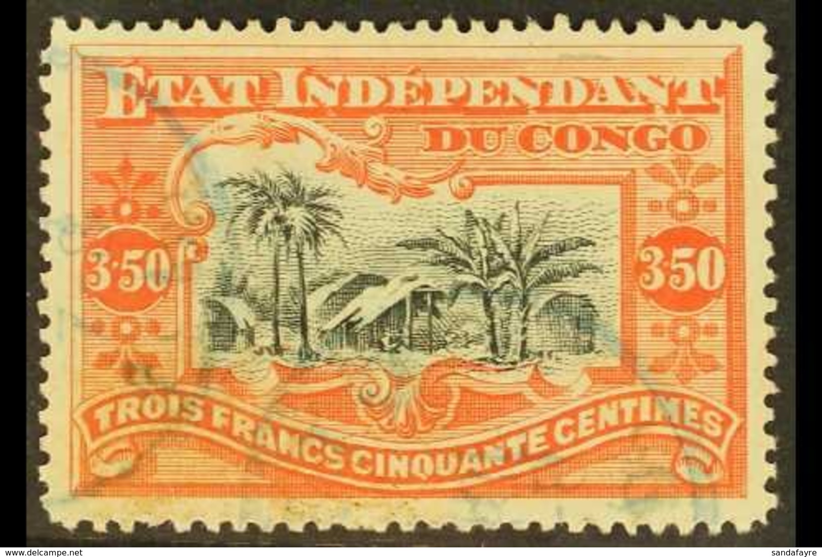 CONGO 1898 3f.50 Black And Vermilion, COB 27, Fine Cds Used. For More Images, Please Visit Http://www.sandafayre.com/ite - Autres & Non Classés