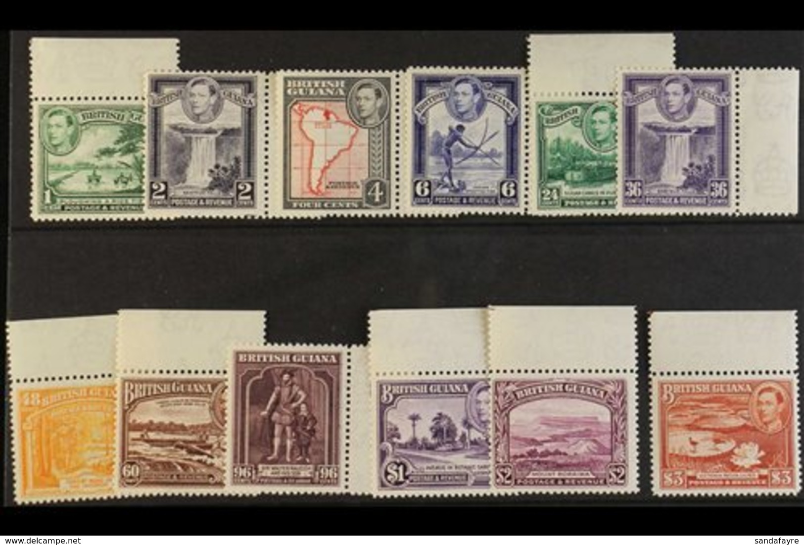 1938-52 Pictorial Definitive Set, SG 308a/19, Never Hinge Mint Marginals Set (12 Stamps) For More Images, Please Visit H - British Guiana (...-1966)