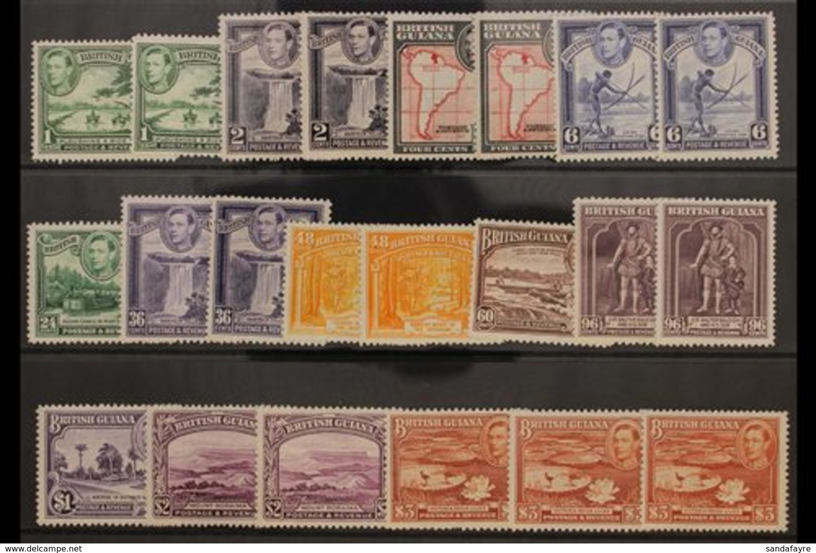 1938-52 Pictorials Complete Set With Most Perforation Types, SG 308/19b, Very Fine Mint. Includes Both $2 & All Three $3 - British Guiana (...-1966)