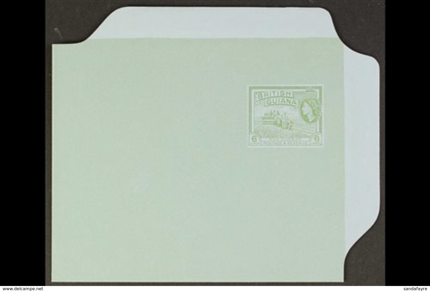 1960 6c Green On Light Blue Paper Air Letter With MISSING INSCRIPTIONS & INSTRUCTIONS (black Printing), Very Eye-catchin - British Guiana (...-1966)