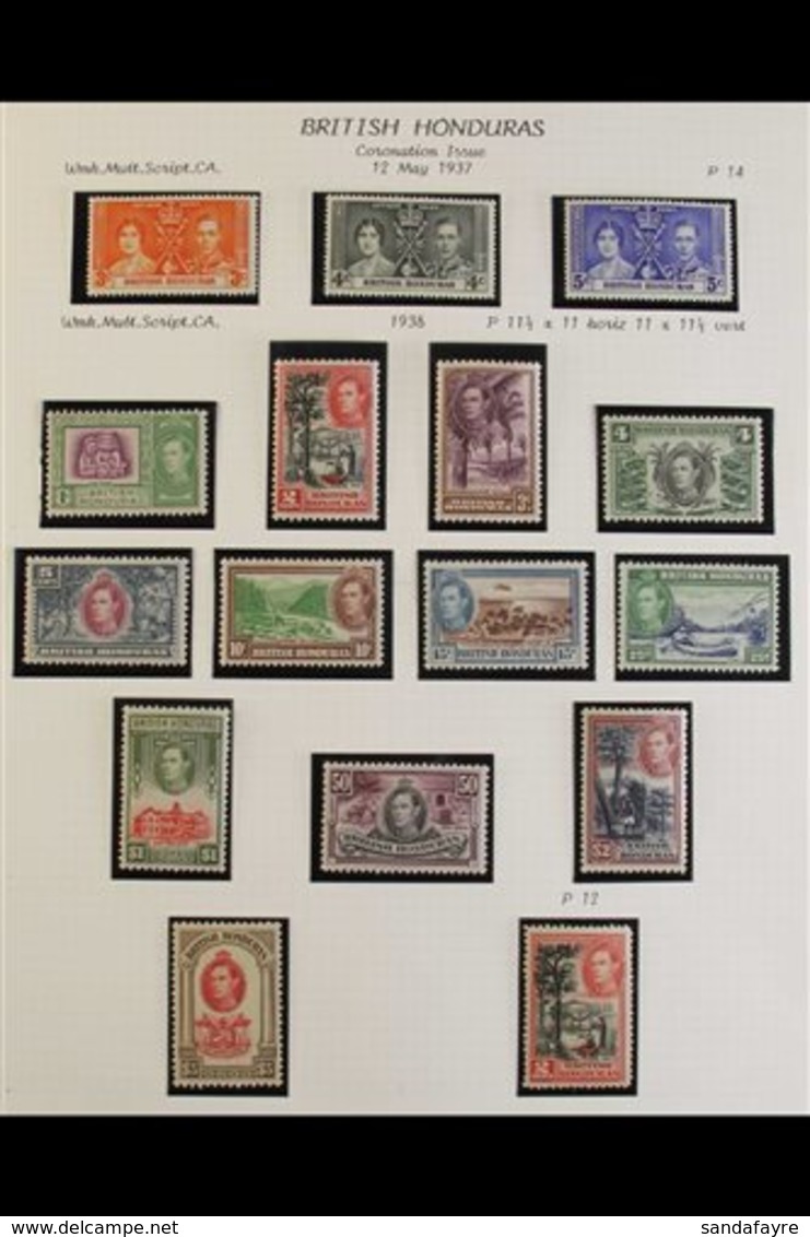 1937-1951 COMPLETE FINE MINT COLLECTION In Hingeless Mounts On Leaves, ALL DIFFERENT, Includes 1938-47 Pictorials Set, 1 - Honduras Británica (...-1970)