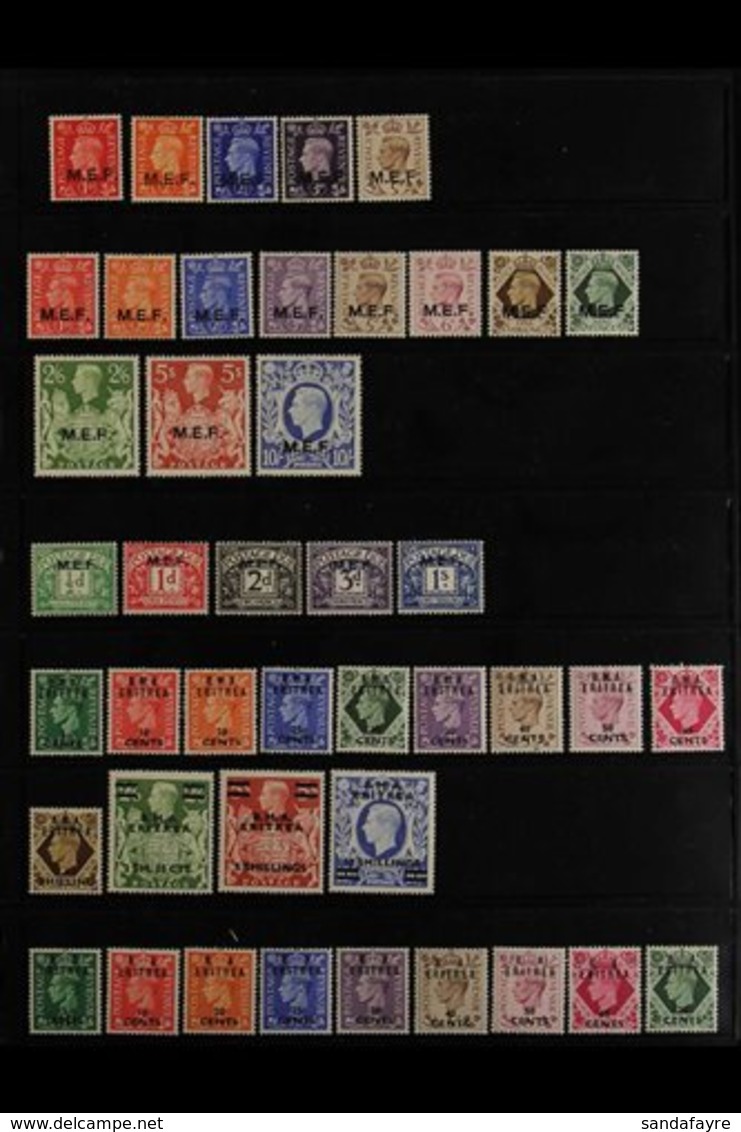 1942-1951 COMPREHENSIVE SUPERB MINT COLLECTION On Stock Pages, All Different Compete Sets, Includes MEF 1942 Opts 14mm L - Africa Oriental Italiana