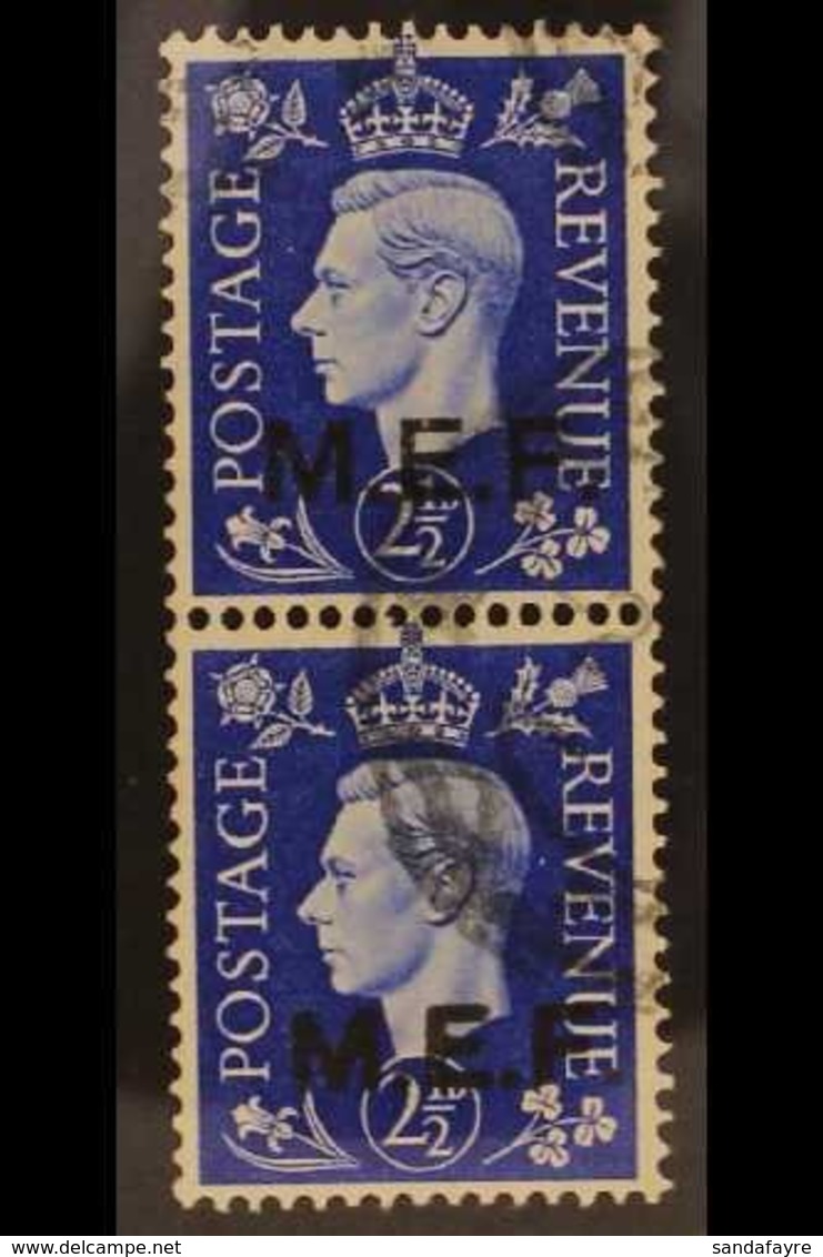 M.E.F. 1942 2½d Ultramarine Ovptd Type M2/M2a, Vertically Se-tenant Pair Overprinted Regular And Rough Lettering, SG M8b - Africa Oriental Italiana