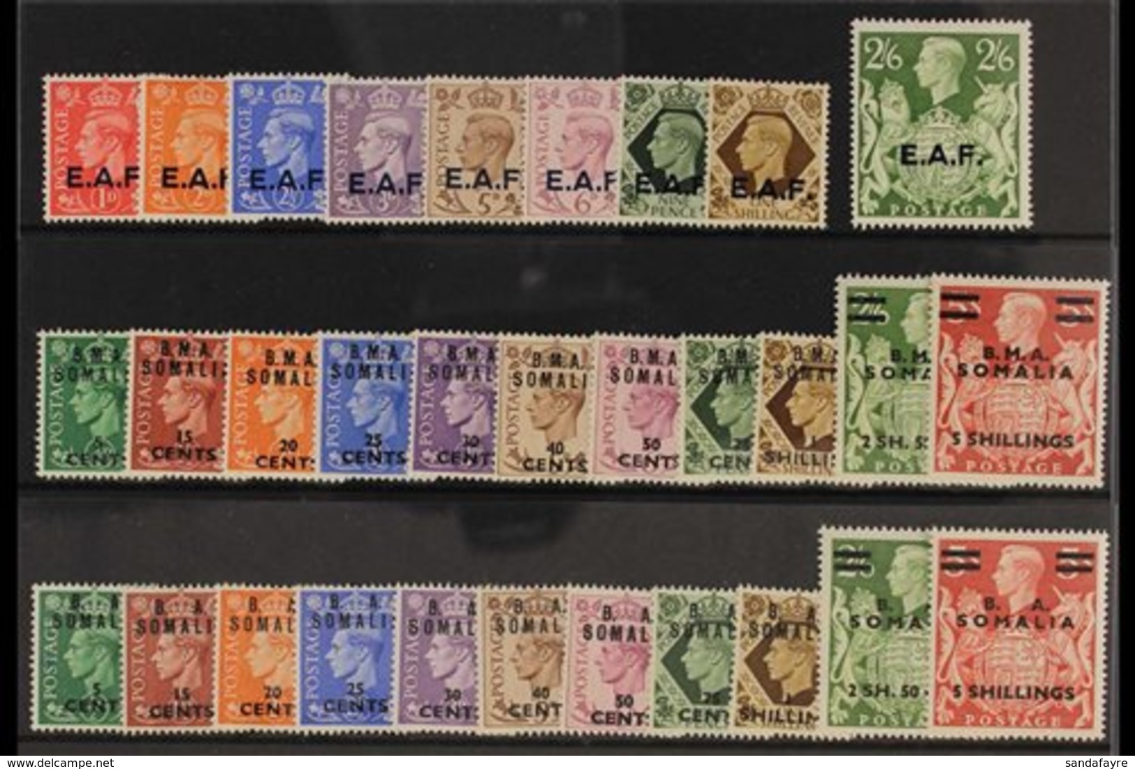 SOMALIA 1943-50 KGVI Complete Mint Collection On A Stock Card That Includes The 1943-46 Set, 1948 Set & 1950 Set, SG S1/ - Italian Eastern Africa