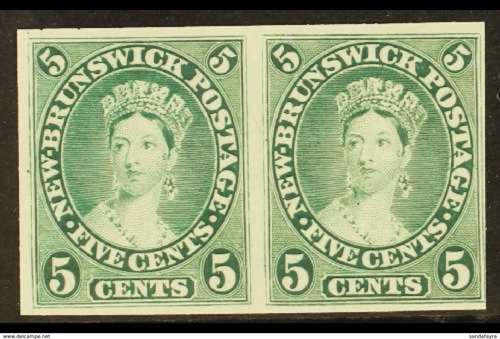 1860 5c Green PLATE PROOF PAIR On India Paper. Stunning (pair) For More Images, Please Visit Http://www.sandafayre.com/i - Other & Unclassified