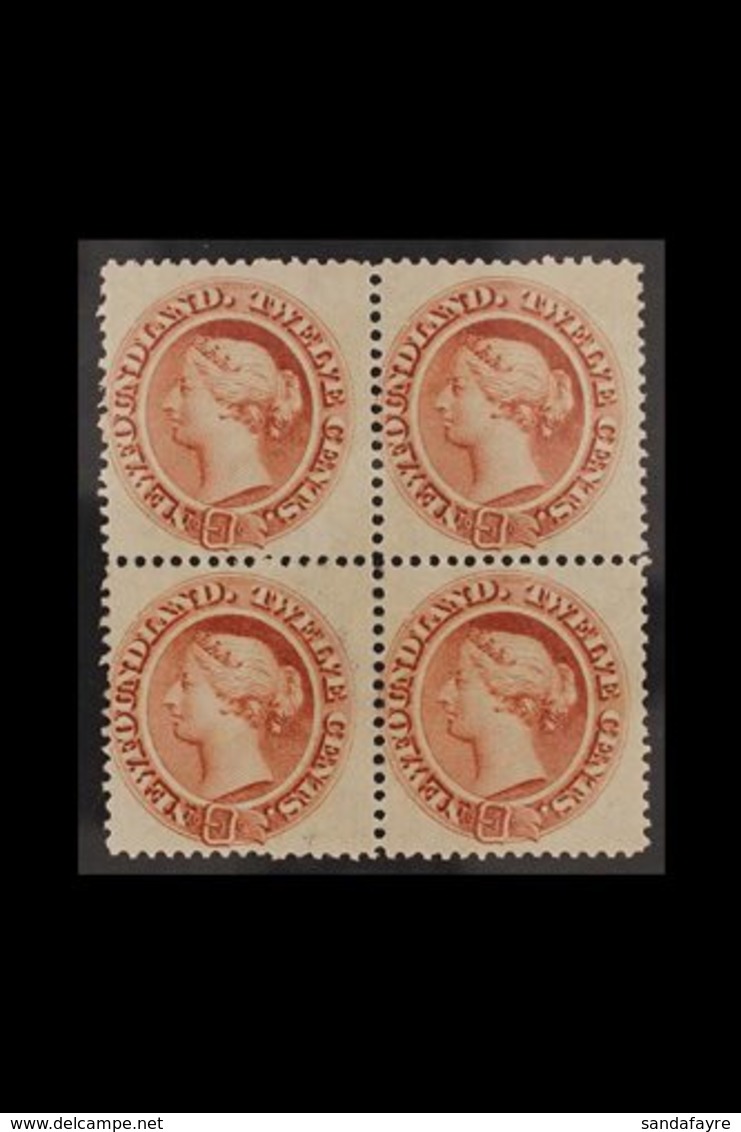 1865 12c Chestnut, SG 33, Fresh Mint Block Of 4, Tiny Perf Fault Lower Left Stamp. For More Images, Please Visit Http:// - Autres & Non Classés