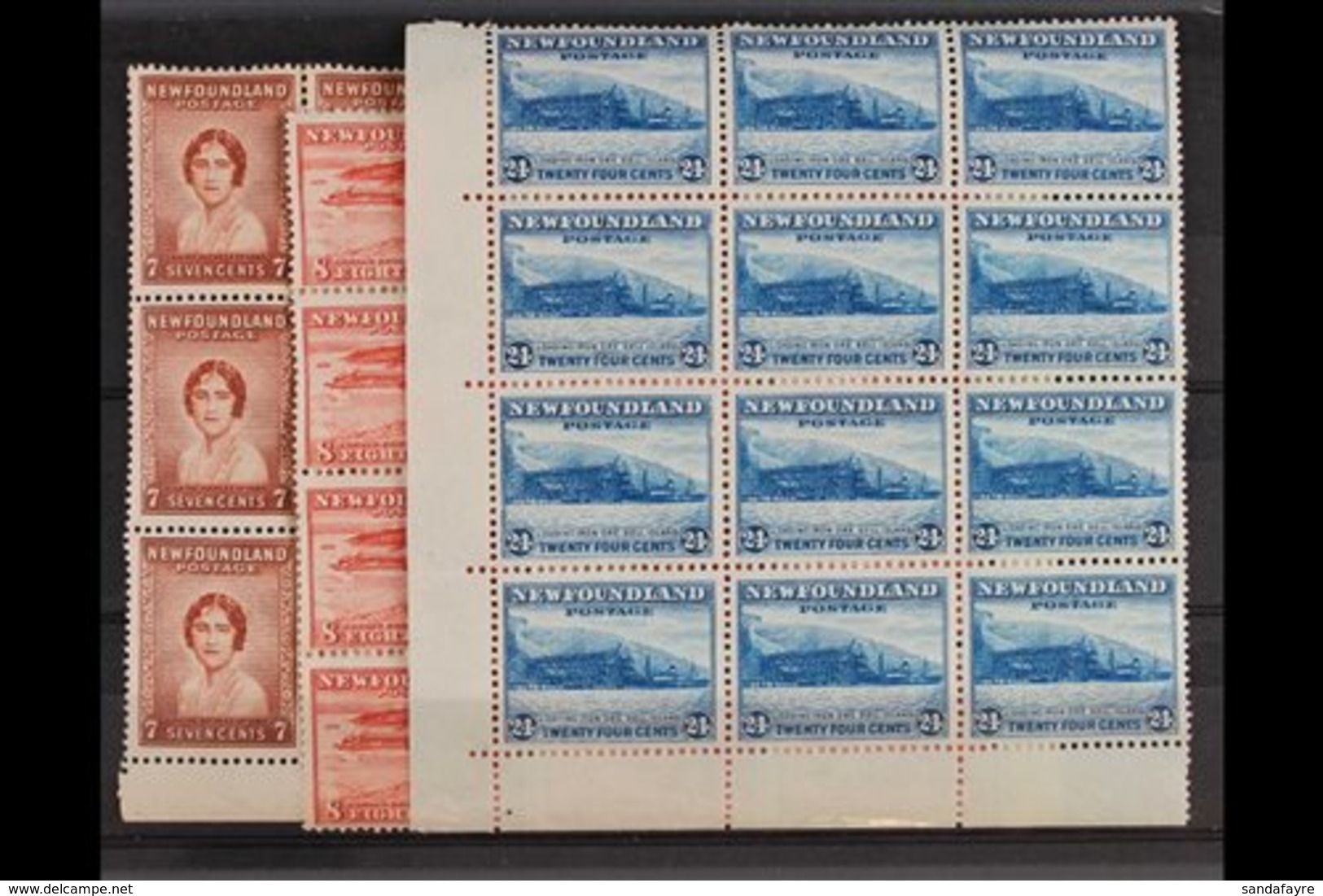 1932-38 Pictorials Set To 24c (SG 222/228) IN BLOCKS OF TWELVE, Never Hinged Mint, Cat £200+ (7 Blocks Of 12 = 84 Stamps - Other & Unclassified