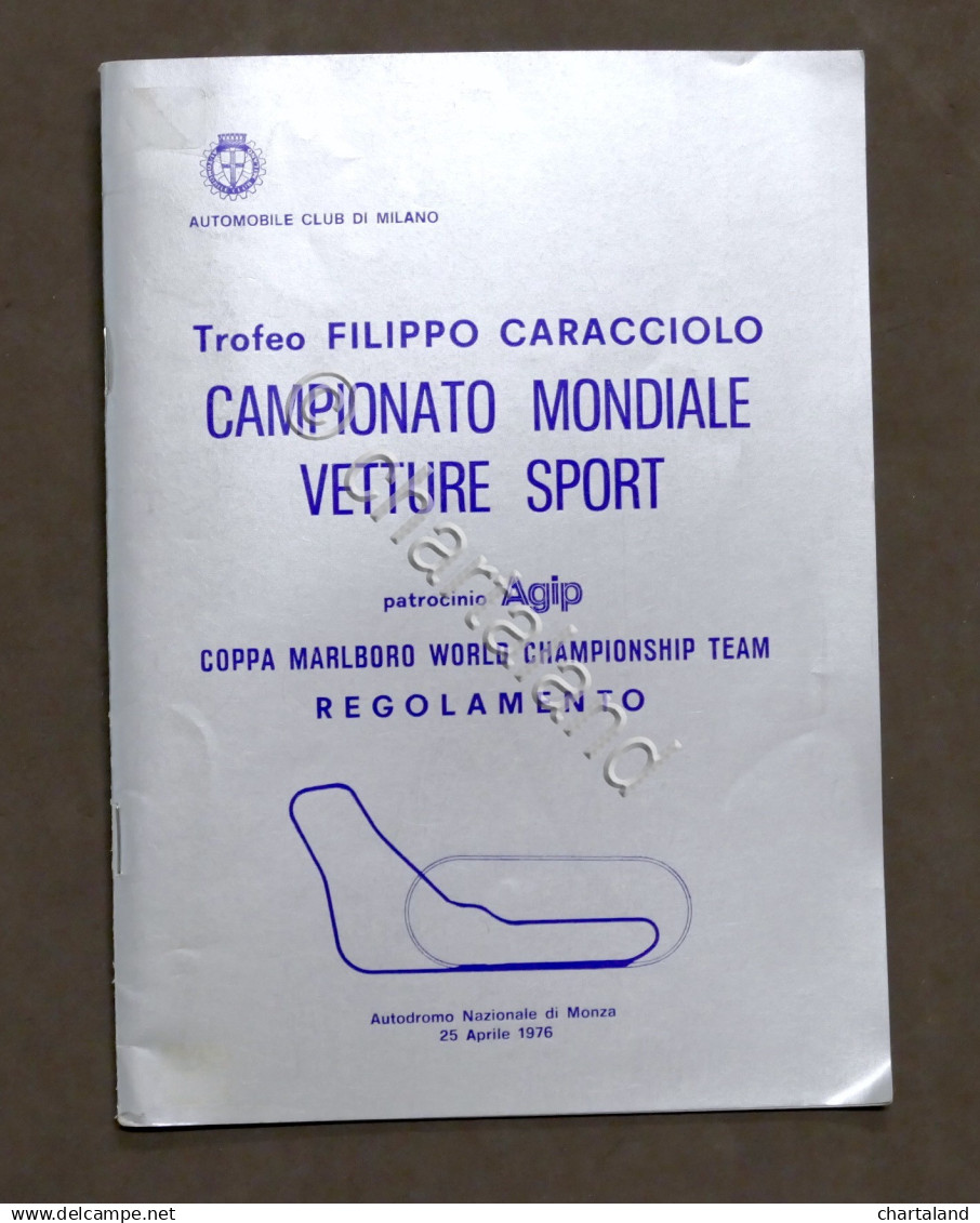 Trofeo Caracciolo Campionato Mondiale Vetture Sport Monza - 1976 - Regolamento - Altri & Non Classificati