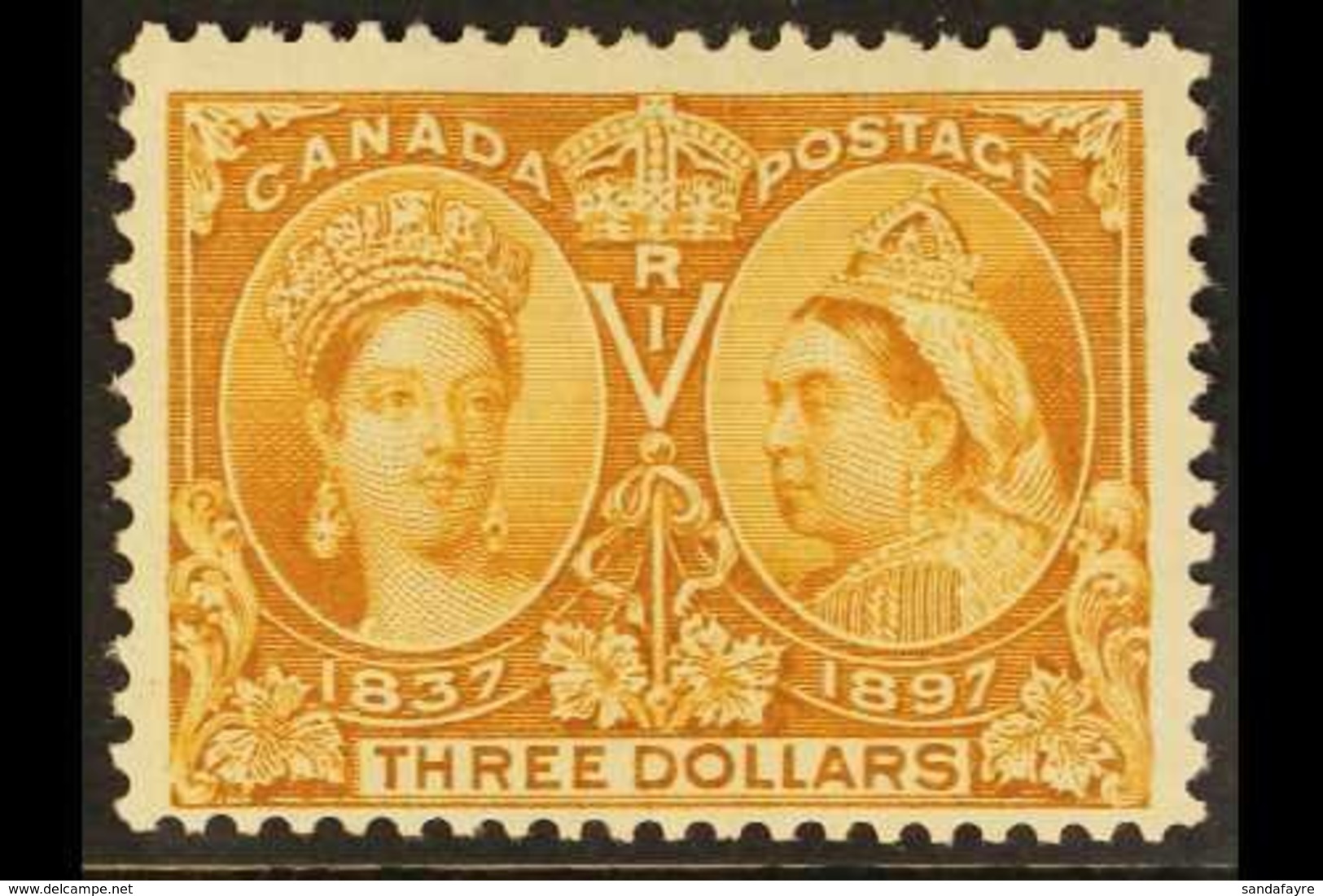 1897 $3 Bistre "Jubilee", SG 138, Unitrade 63, Fine Mint With A Tiny, Single Perf Thin For More Images, Please Visit Htt - Autres & Non Classés