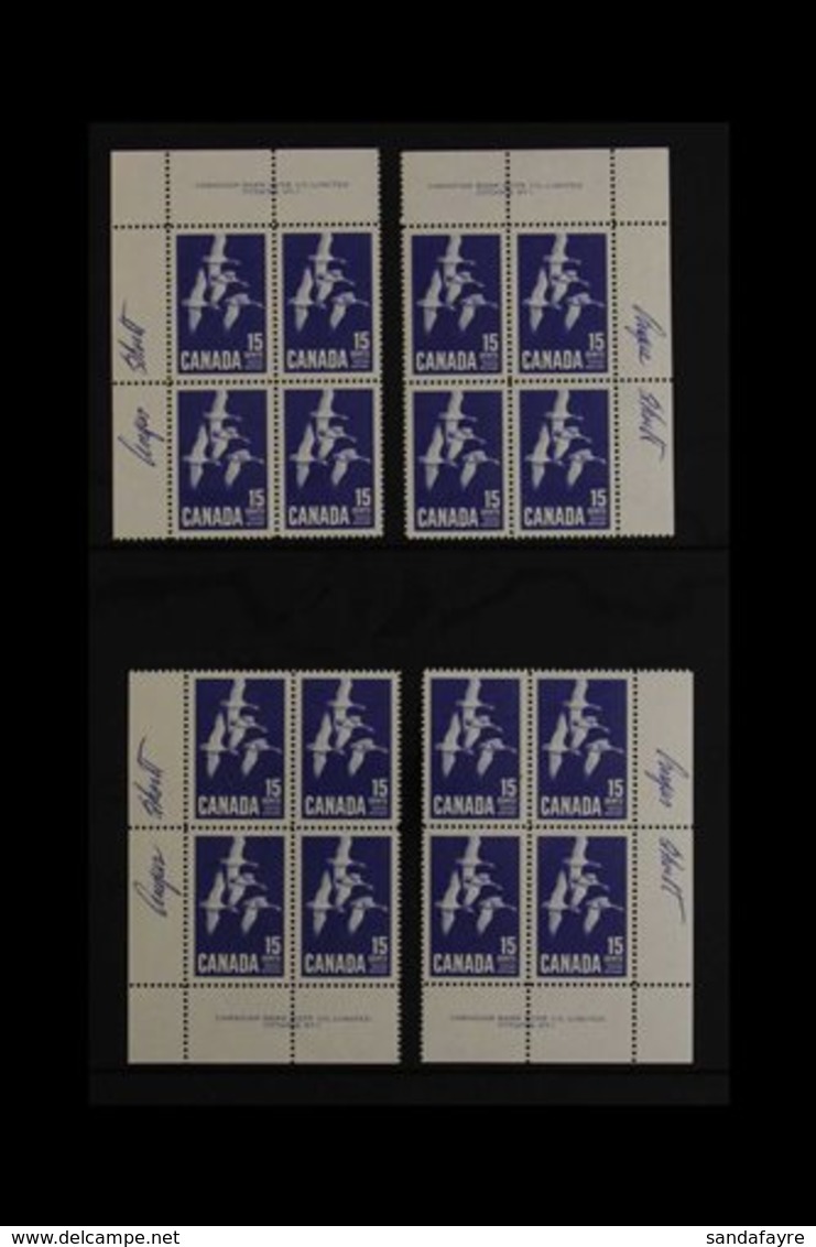 1963 15c Blue, ALL FOUR PLATE BLOCKS From Plate 1, Each SIGNED By Designer ANGUS SHORTT, SG 539, Fine, Never Hinged Mint - Otros & Sin Clasificación