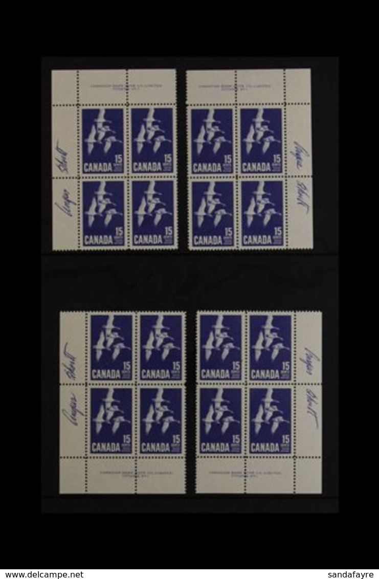 1963 15c Blue, ALL FOUR PLATE BLOCKS From Plate 1, Each SIGNED By Designer ANGUS SHORTT, SG 539, Fine, Never Hinged Mint - Other & Unclassified