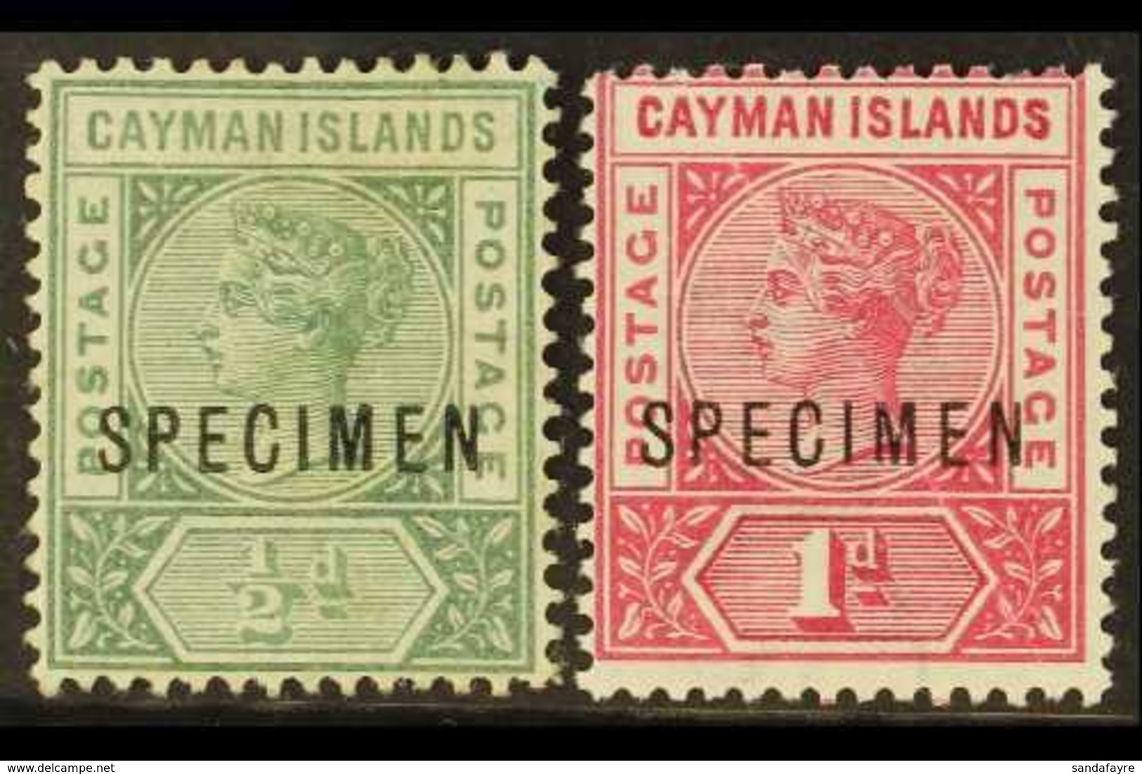 1900 1½d And 1d Overprinted "Specimen" (1d Creased), SG 1s/2s, Mint. Scarce. (2 Stamps) For More Images, Please Visit Ht - Cayman Islands