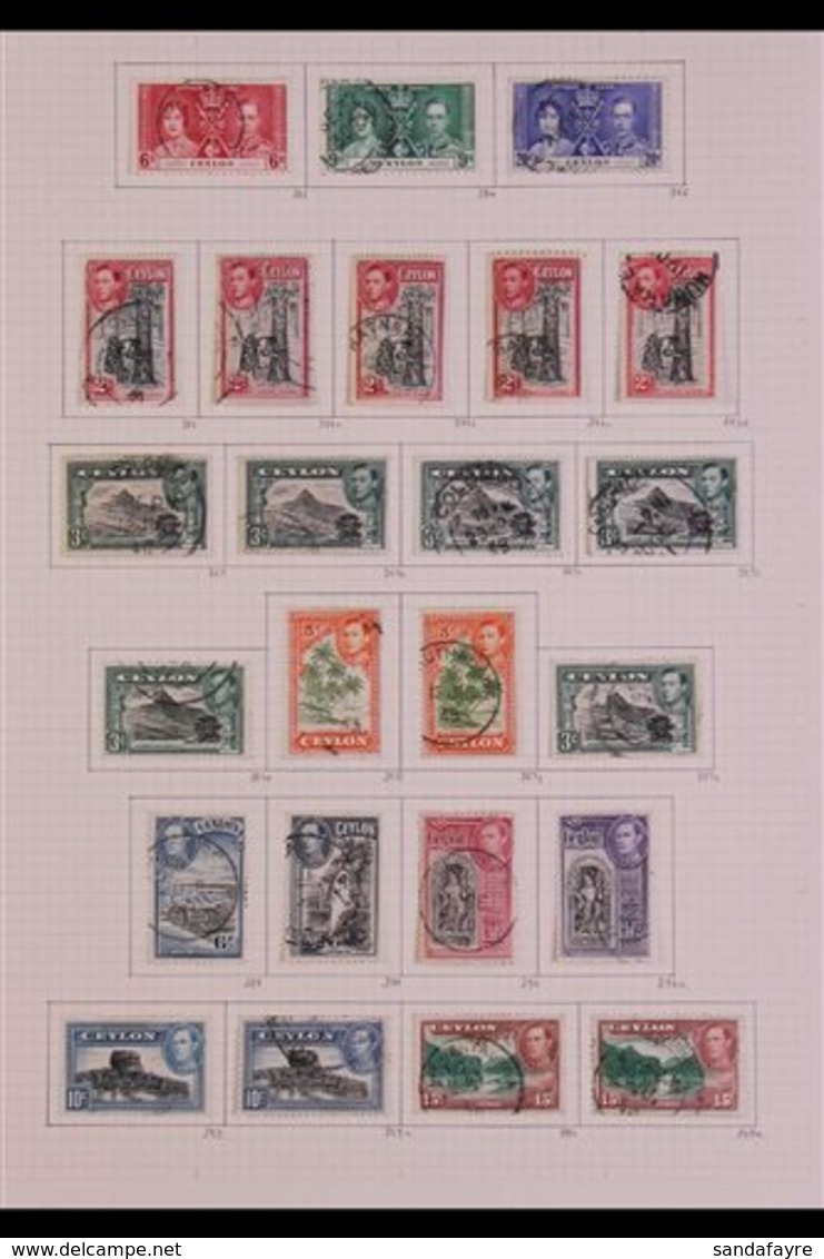 1937-1951 COMPREHENSIVE FINE USED COLLECTION On Leaves, Virtually COMPLETE For The Period, Includes 1938-49 Pictorials S - Ceilán (...-1947)