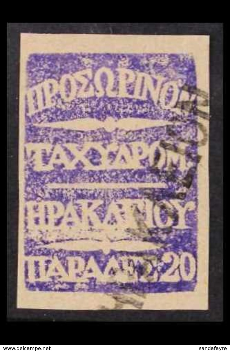 BRITISH PO's 1898 20pa Bright Violet, SG B1, Very Fine Used With Heraklion Handstamp. BPA Certificate. For More Images,  - Otros & Sin Clasificación