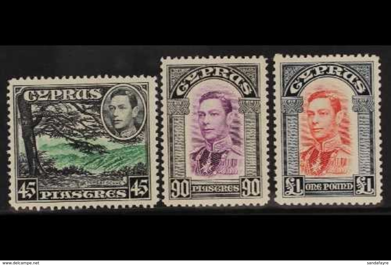 1938 NHM TOP VALUES. KGVI Definitive Top Values, 45pi, 90pi And £1 (SG 161/63), Never Hinged Mint. (3 Stamps) For More I - Other & Unclassified